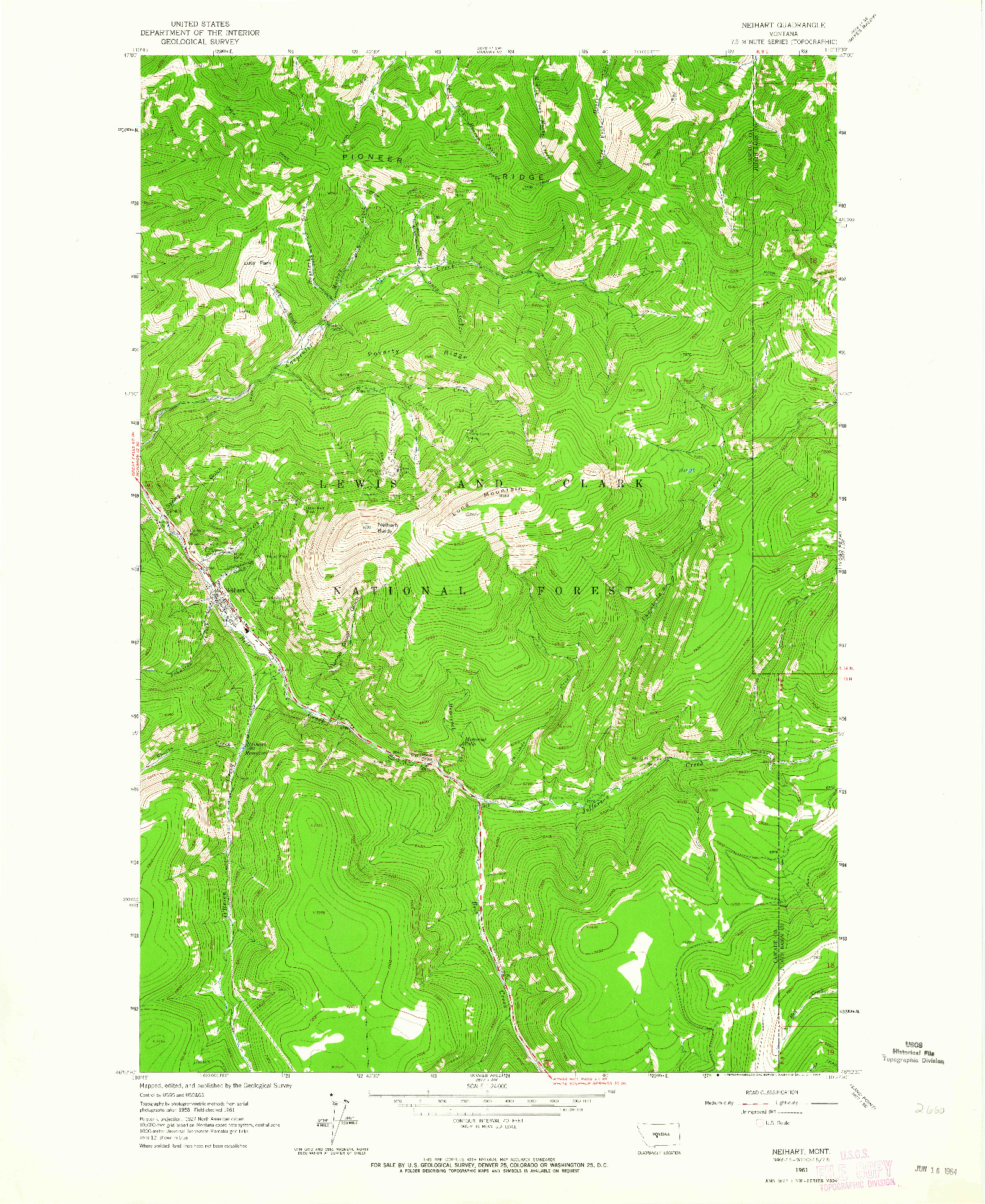 USGS 1:24000-SCALE QUADRANGLE FOR NEIHART, MT 1961