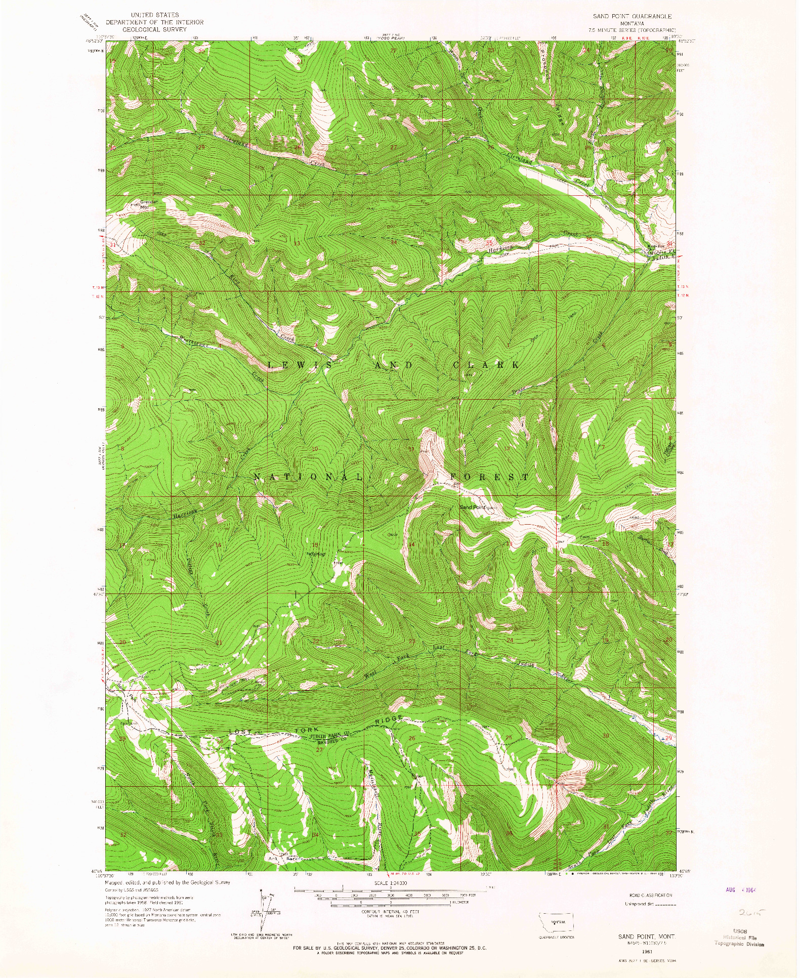 USGS 1:24000-SCALE QUADRANGLE FOR SAND POINT, MT 1961