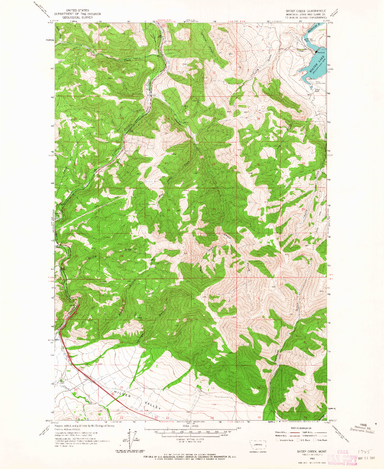 USGS 1:24000-SCALE QUADRANGLE FOR SHEEP CREEK, MT 1962