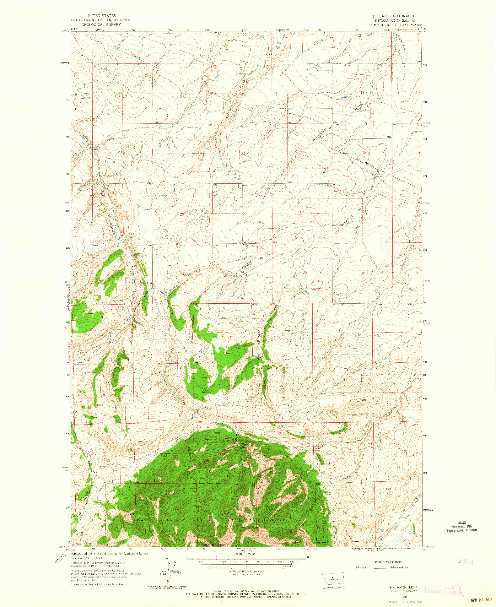 USGS 1:24000-SCALE QUADRANGLE FOR THE ARCH, MT 1961