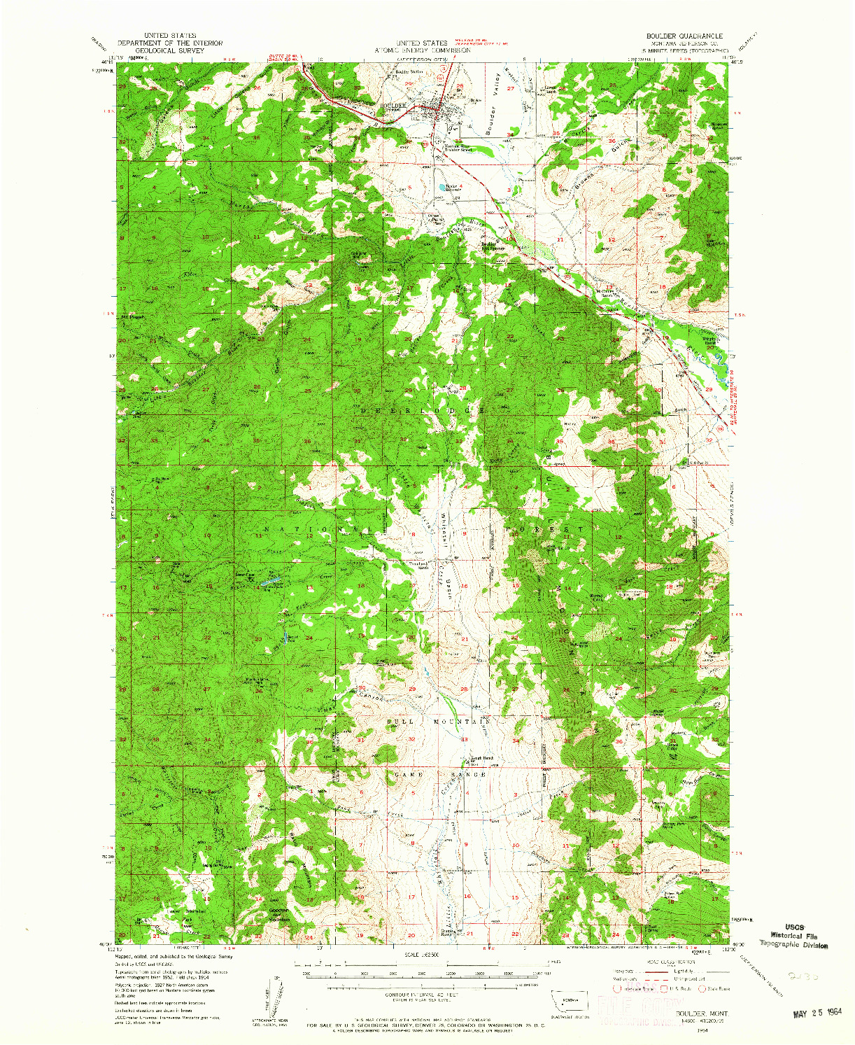 USGS 1:62500-SCALE QUADRANGLE FOR BOULDER, MT 1954