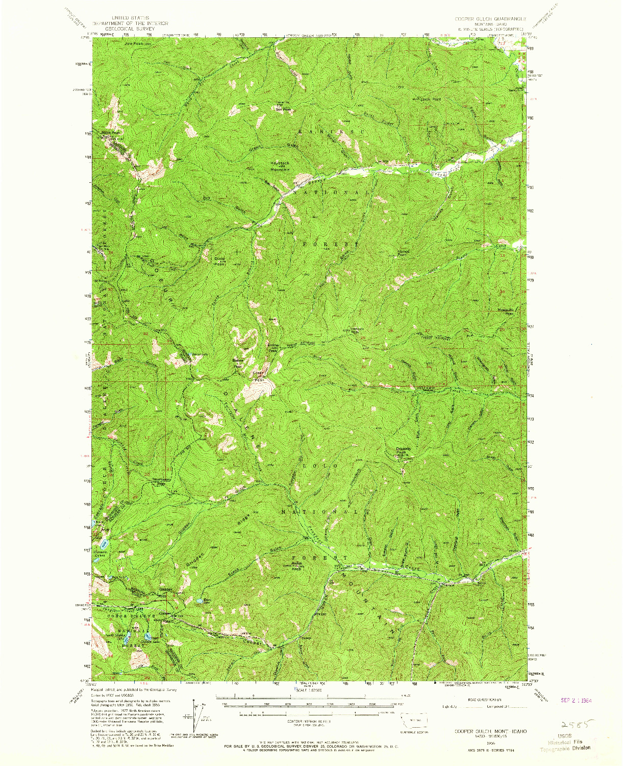 USGS 1:62500-SCALE QUADRANGLE FOR COOPER GULCH, MT 1956