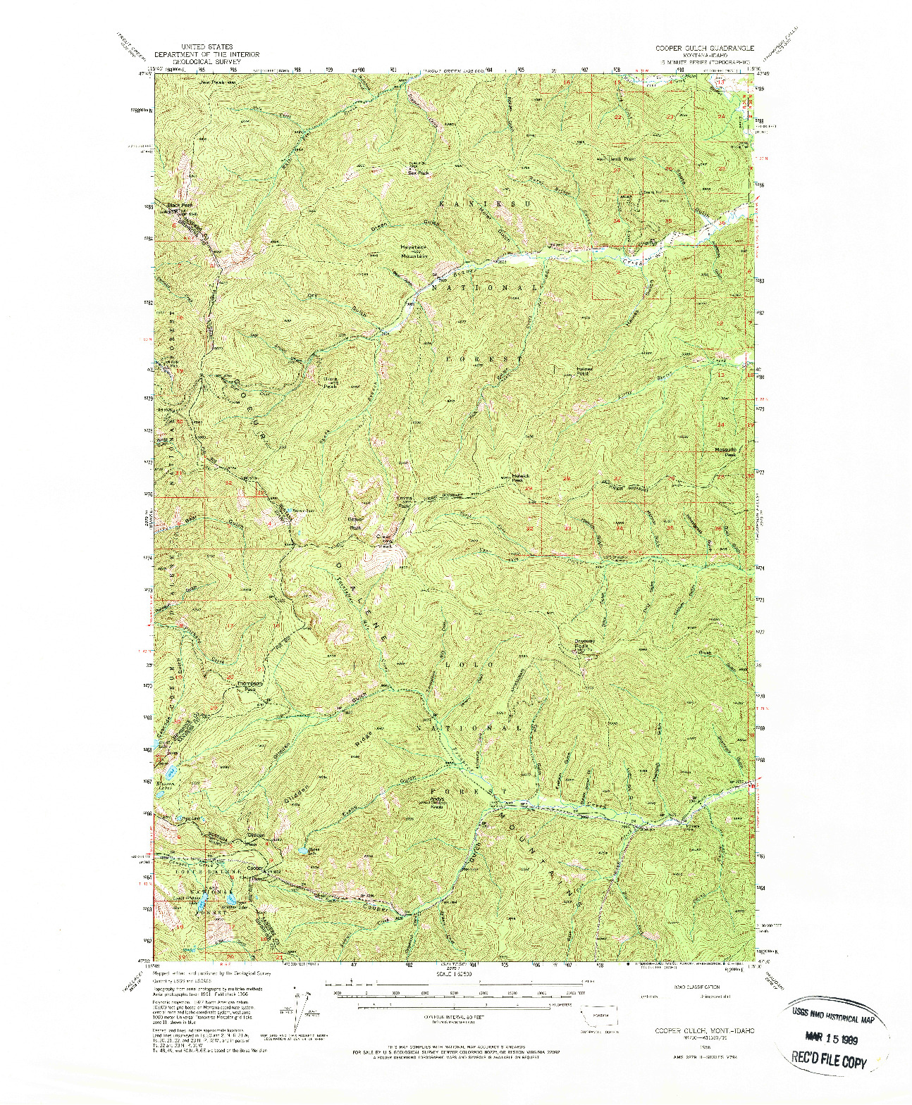 USGS 1:62500-SCALE QUADRANGLE FOR COOPER GULCH, MT 1956