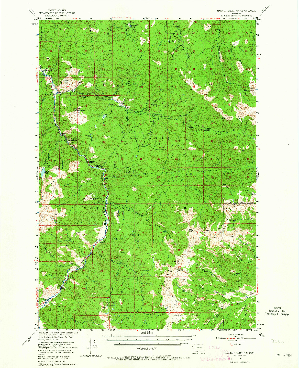 USGS 1:62500-SCALE QUADRANGLE FOR GARNET MOUNTAIN, MT 1955