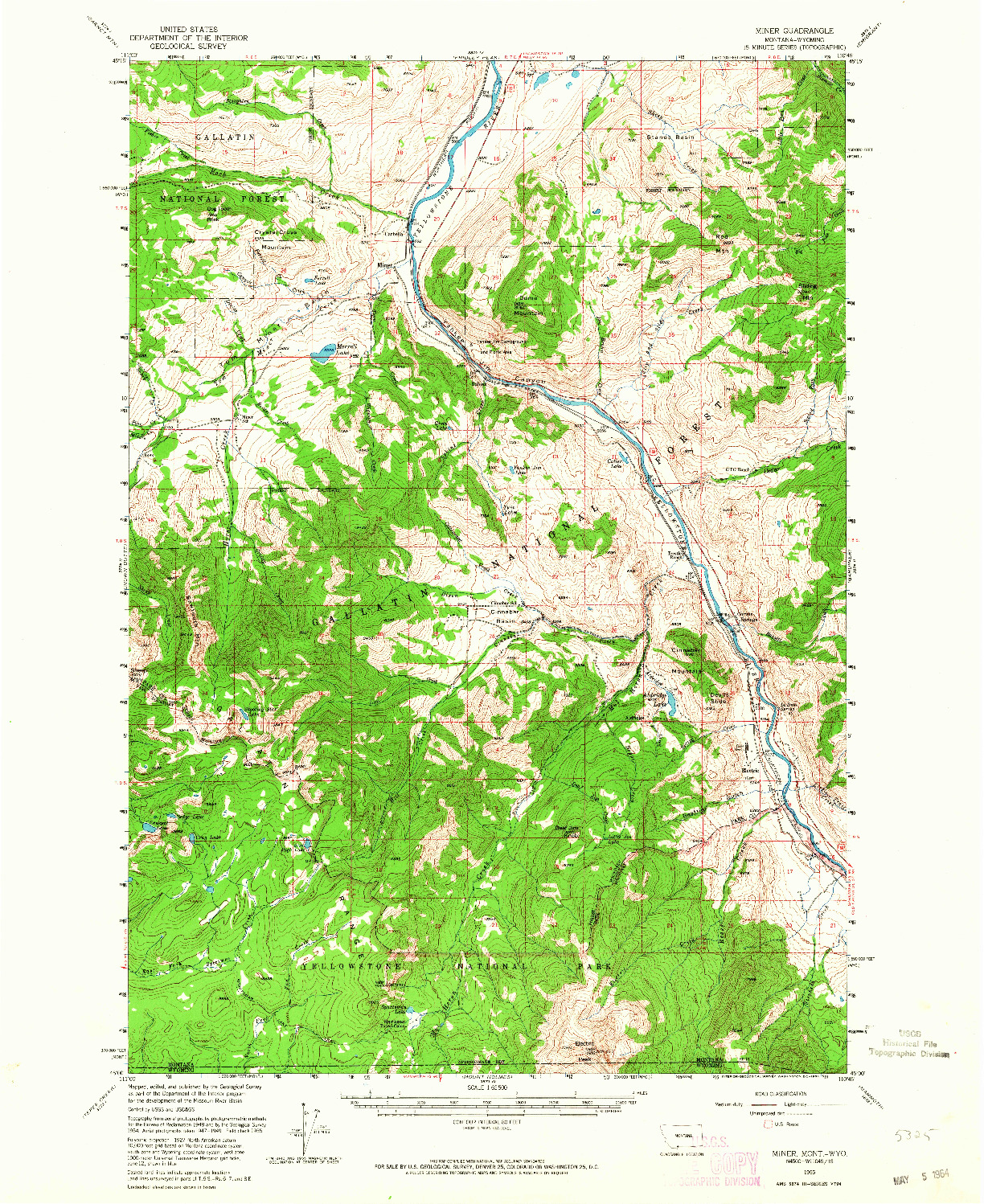 USGS 1:62500-SCALE QUADRANGLE FOR MINER, MT 1955