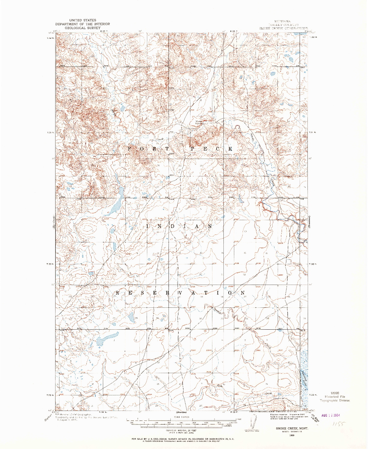 USGS 1:62500-SCALE QUADRANGLE FOR SMOKE CREEK, MT 1909