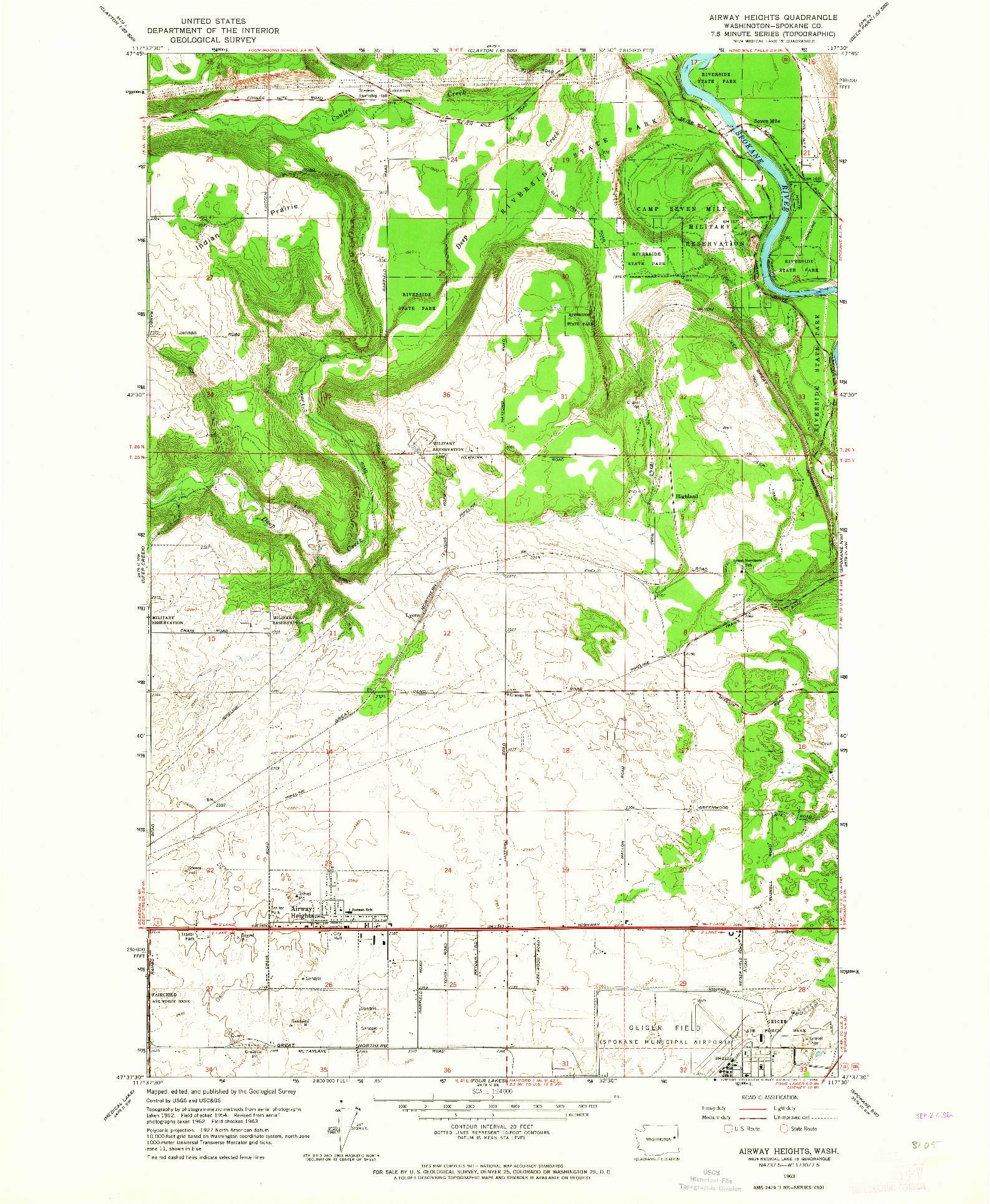 USGS 1:24000-SCALE QUADRANGLE FOR AIRWAY HEIGHTS, WA 1963