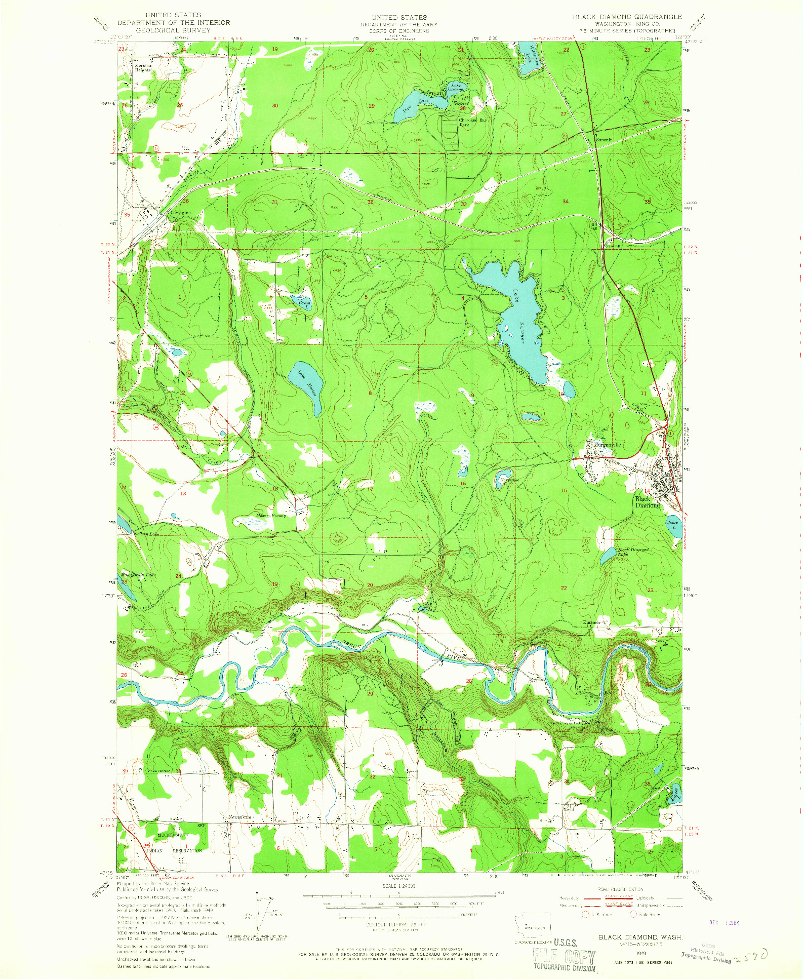 USGS 1:24000-SCALE QUADRANGLE FOR BLACK DIAMOND, WA 1949