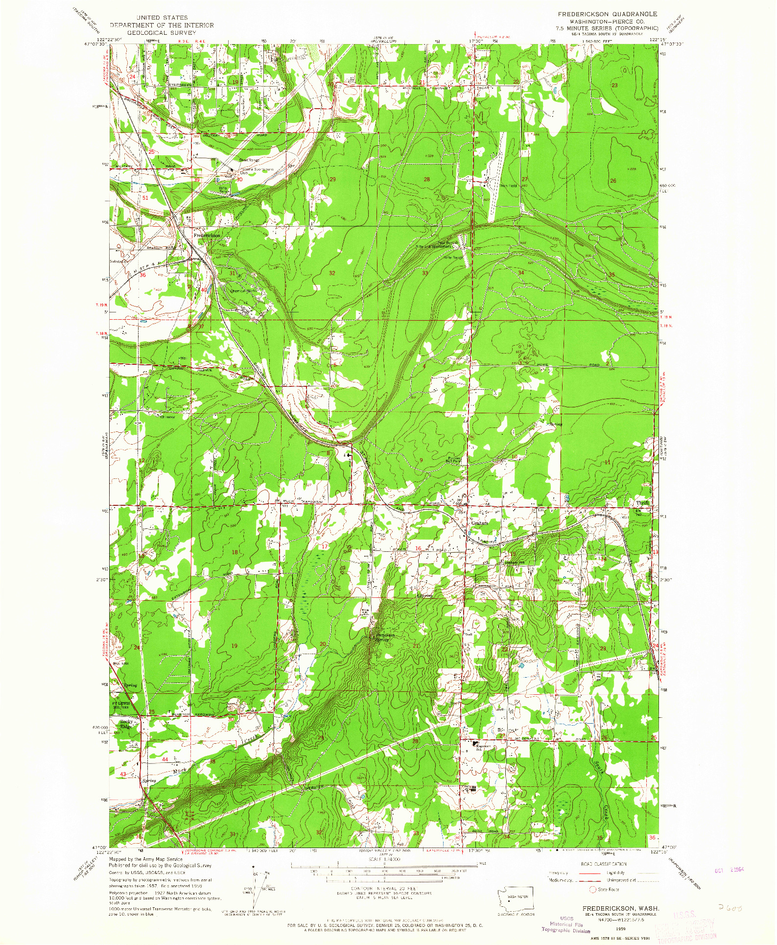 USGS 1:24000-SCALE QUADRANGLE FOR FREDERICKSON, WA 1959