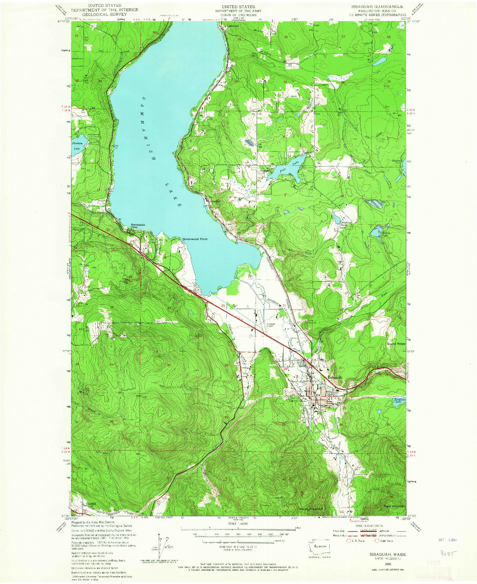 USGS 1:24000-SCALE QUADRANGLE FOR ISSAQUAH, WA 1950