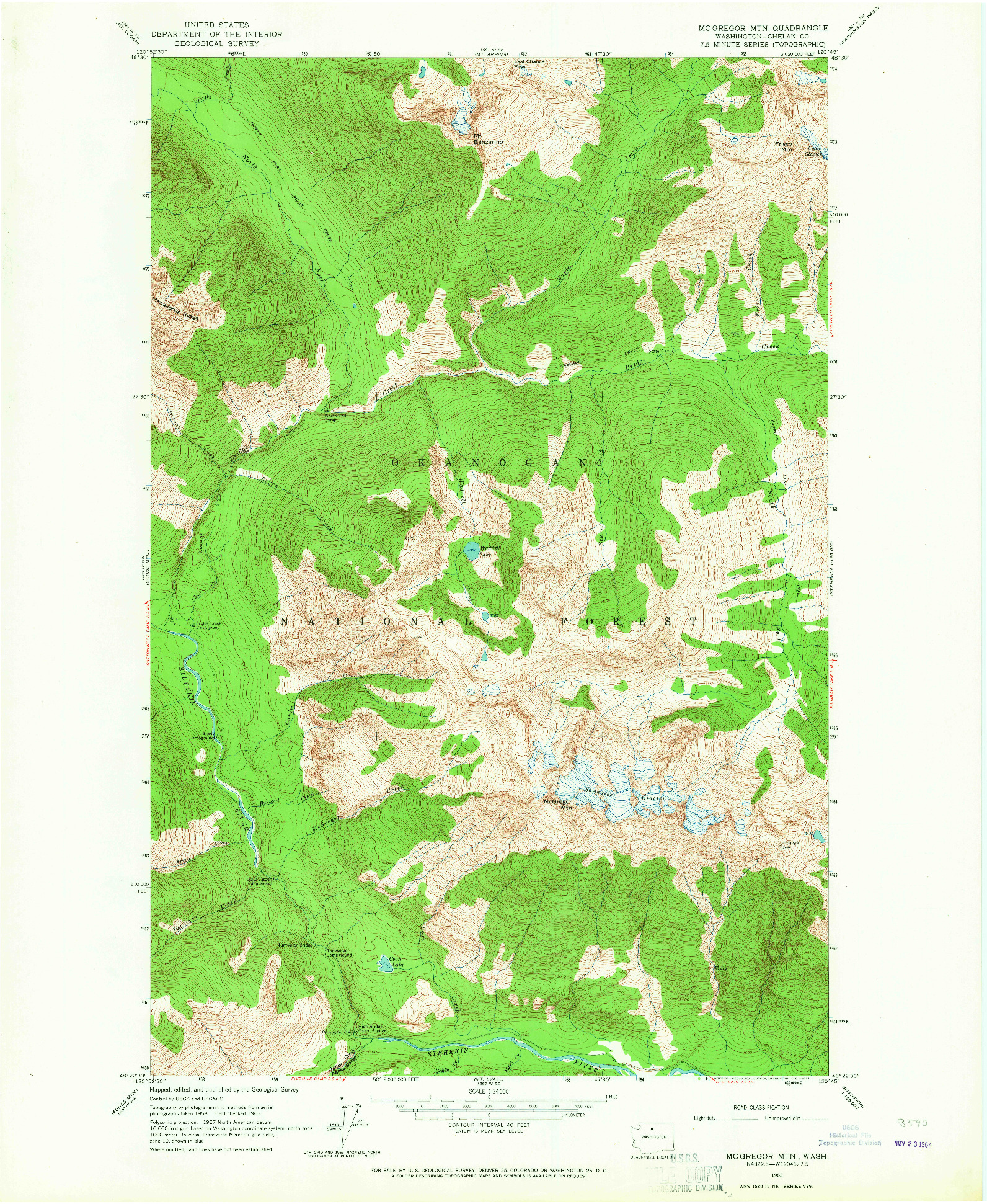 USGS 1:24000-SCALE QUADRANGLE FOR MC GREGOR MTN, WA 1963