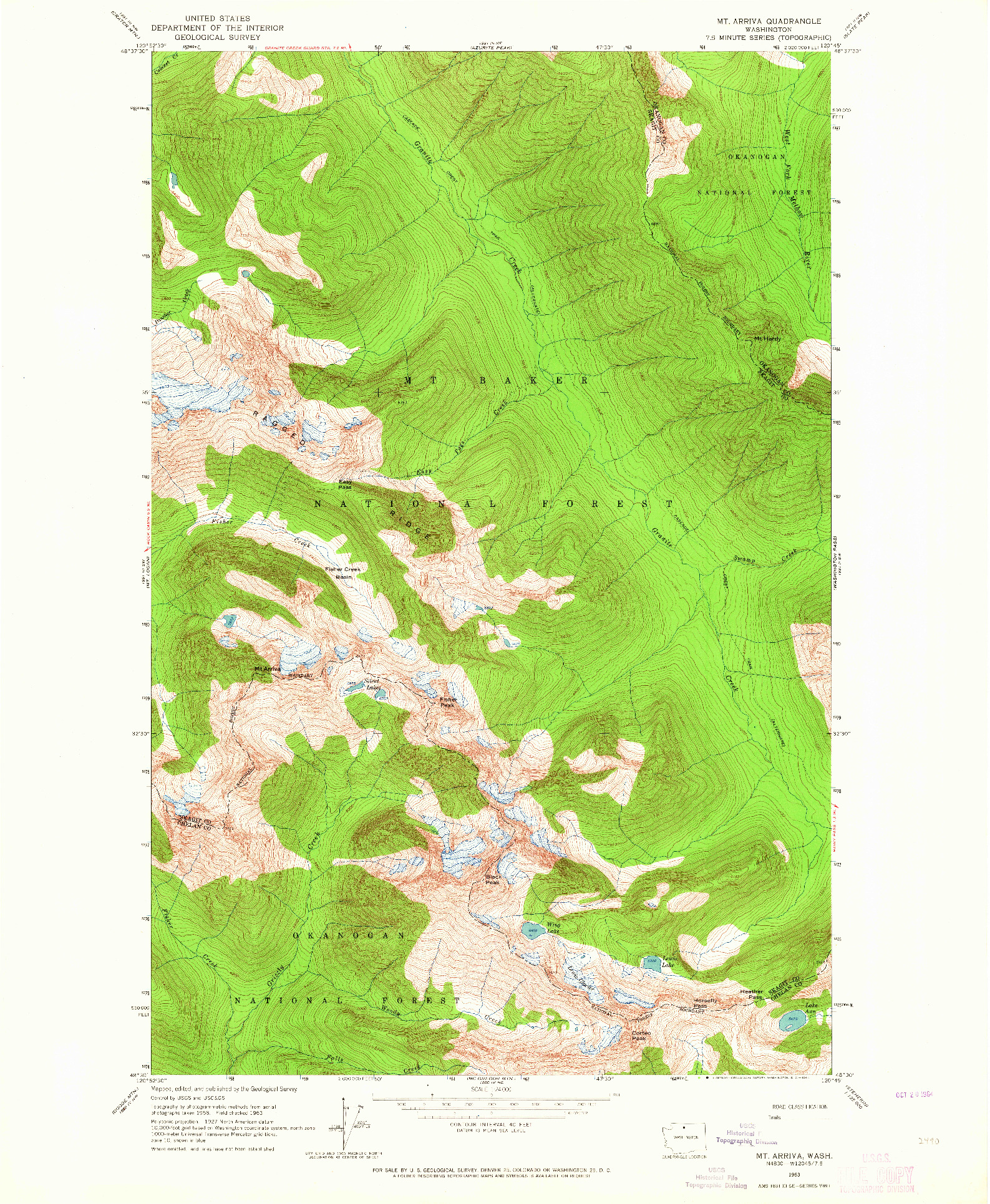 USGS 1:24000-SCALE QUADRANGLE FOR MT. ARRIVA, WA 1963