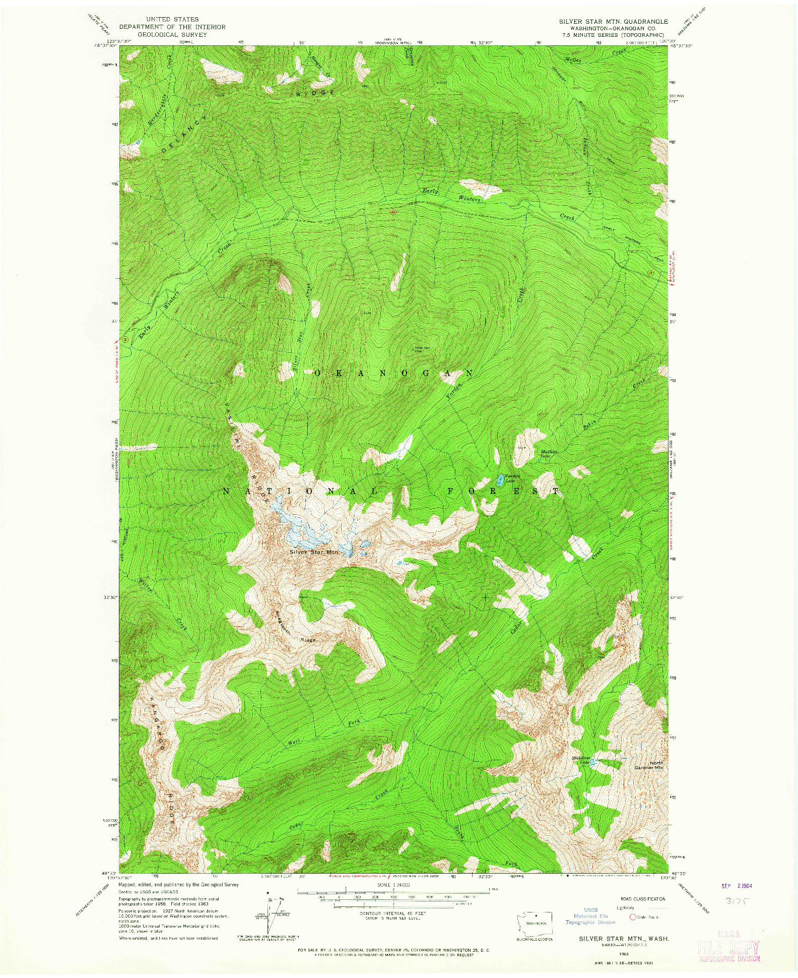 USGS 1:24000-SCALE QUADRANGLE FOR SILVER STAR MTN., WA 1963