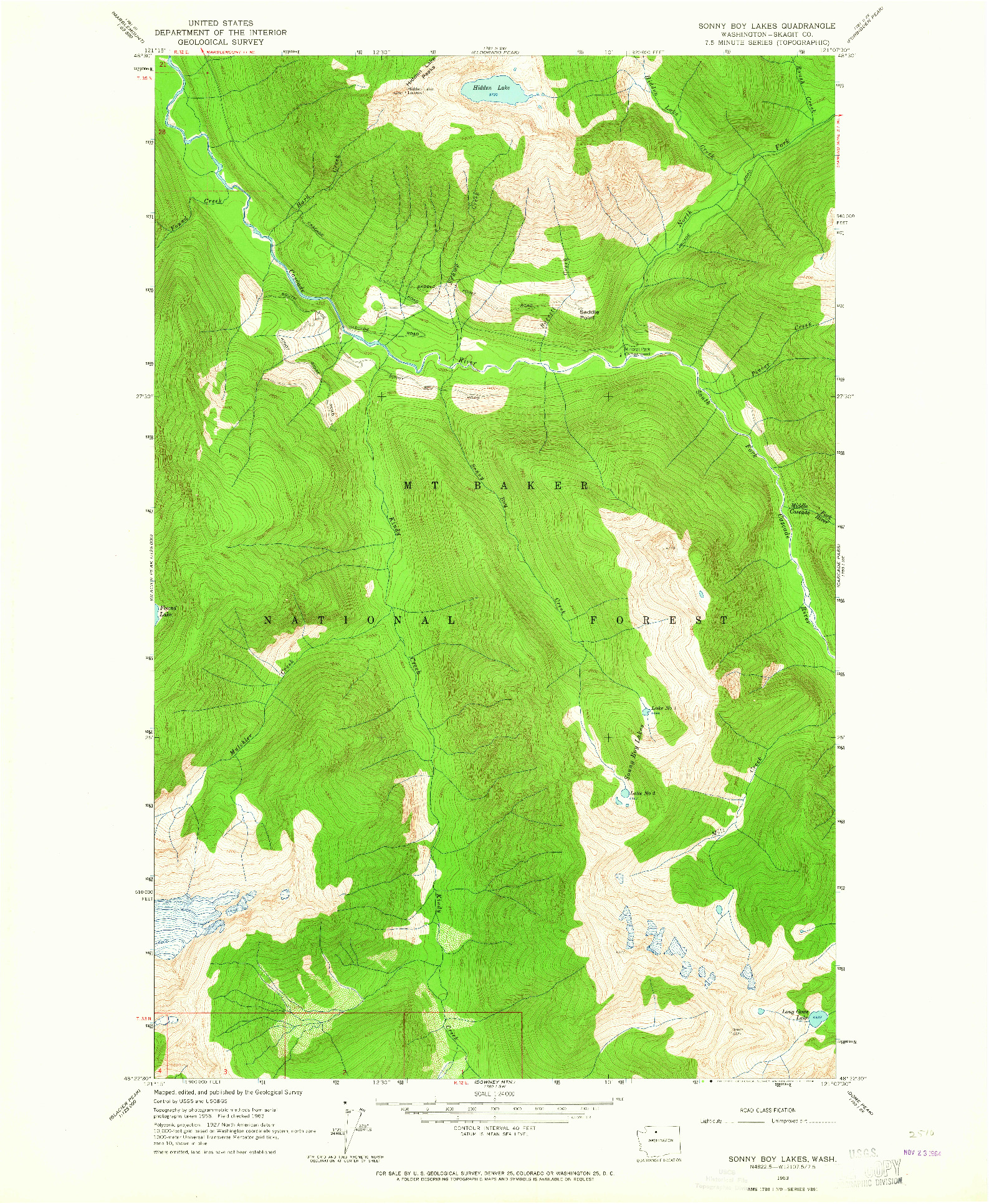 USGS 1:24000-SCALE QUADRANGLE FOR SONNY BOY LAKES, WA 1963