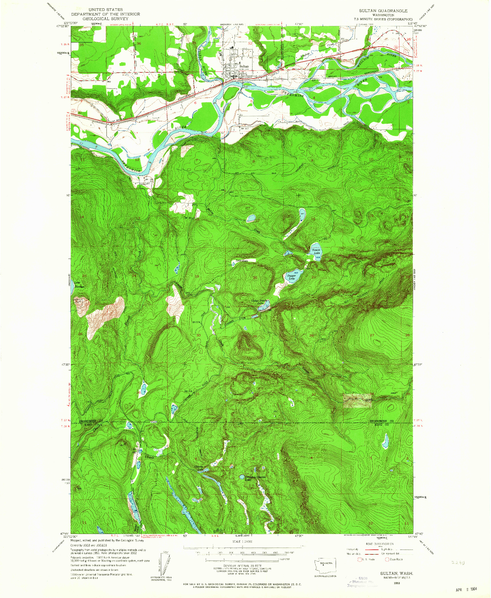 USGS 1:24000-SCALE QUADRANGLE FOR SULTAN, WA 1953