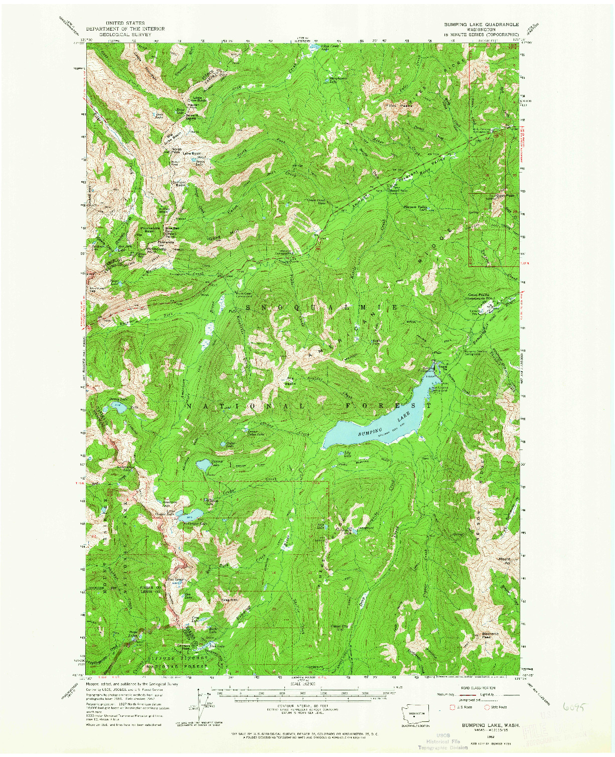 USGS 1:62500-SCALE QUADRANGLE FOR BUMPING LAKE, WA 1962