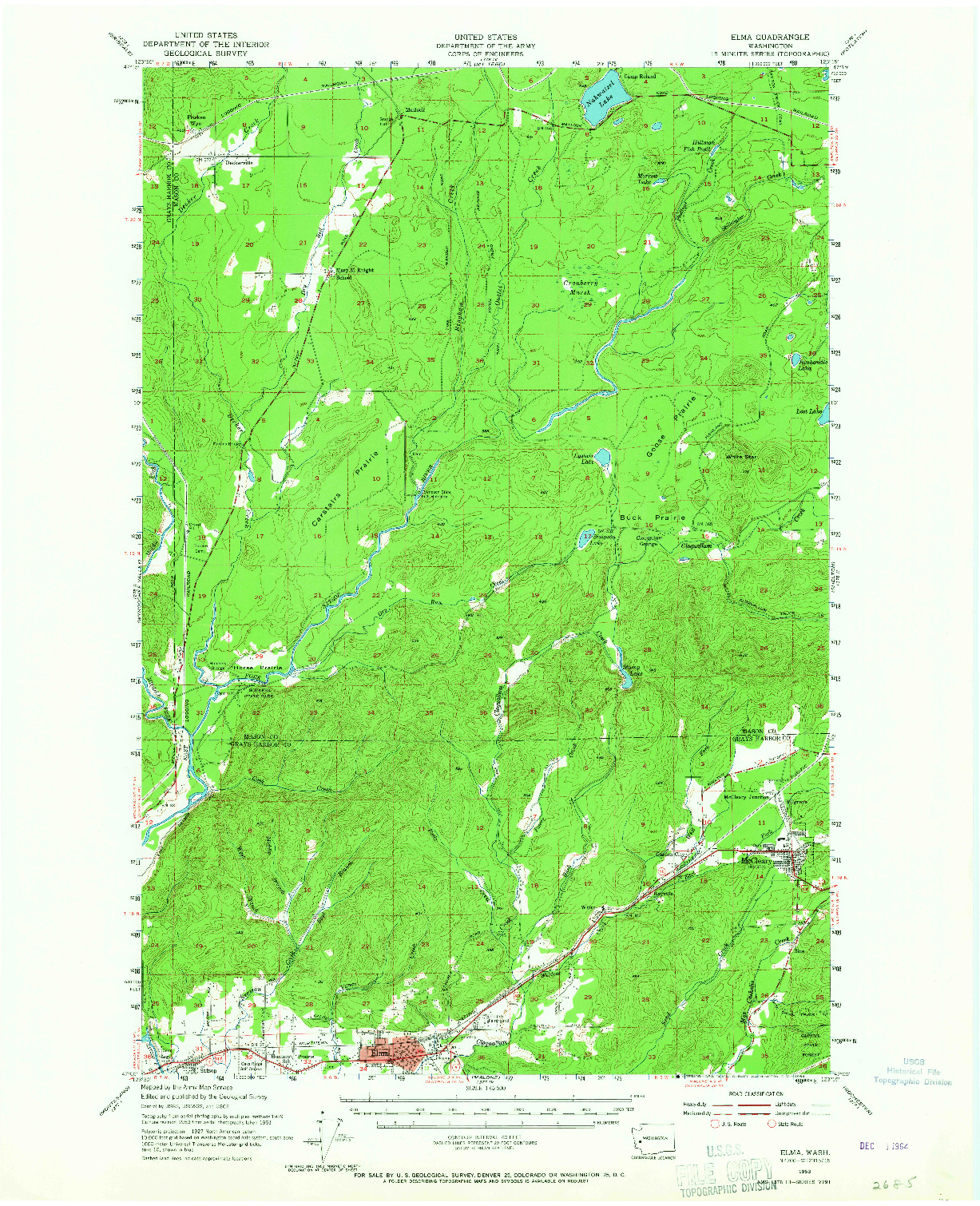 USGS 1:62500-SCALE QUADRANGLE FOR ELMA, WA 1953