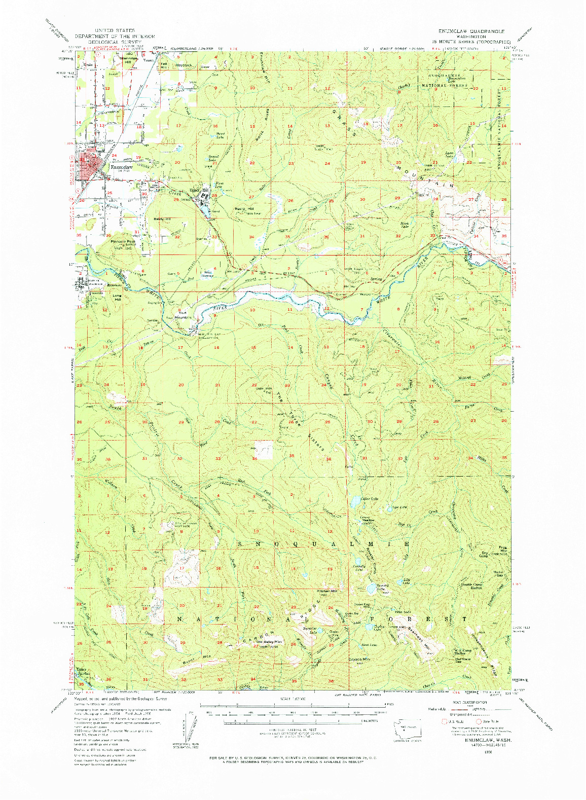 USGS 1:62500-SCALE QUADRANGLE FOR ENUMCLAW, WA 1956