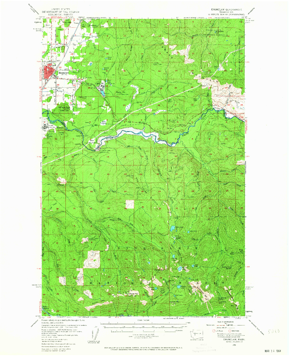 USGS 1:62500-SCALE QUADRANGLE FOR ENUMCLAW, WA 1956