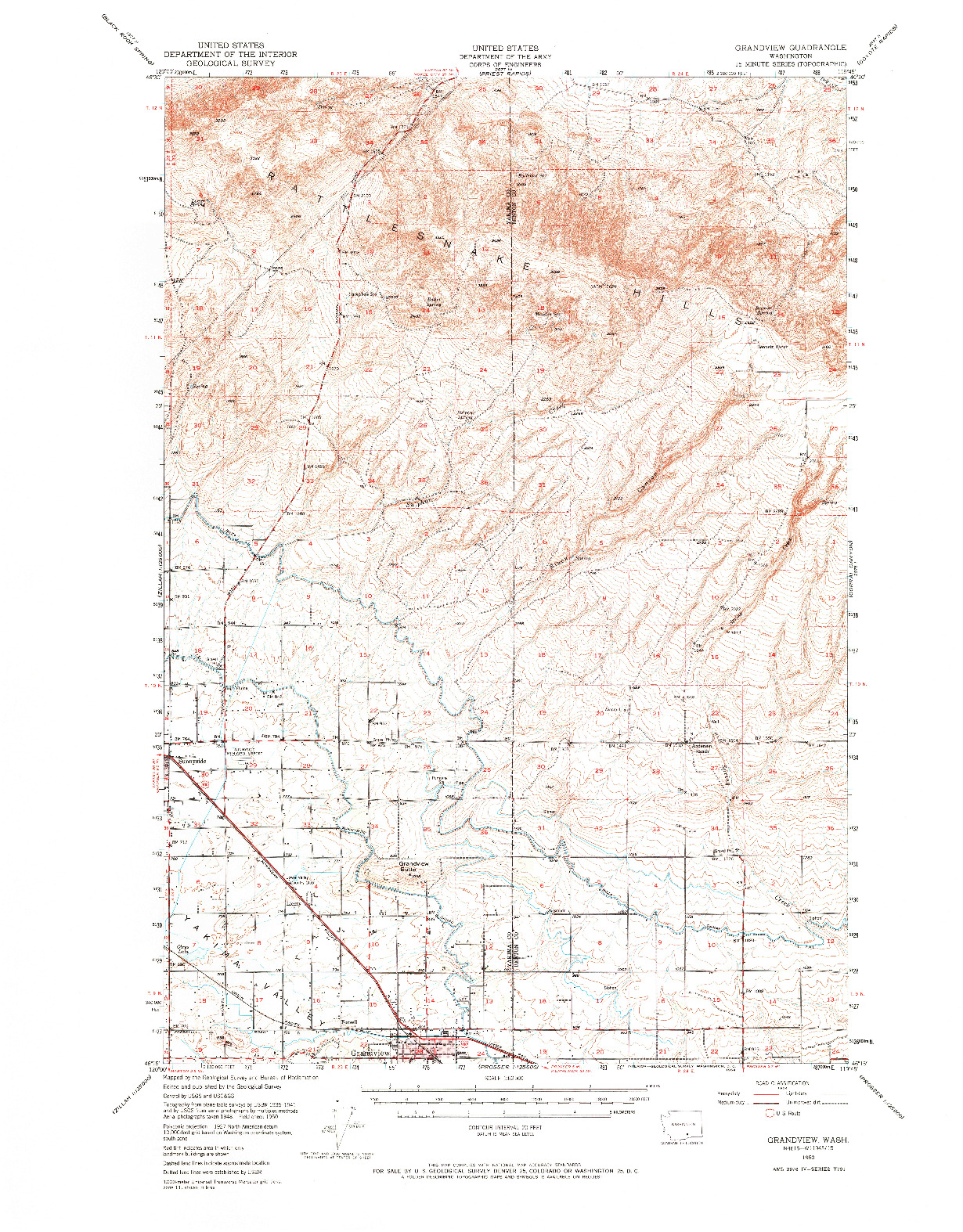 USGS 1:62500-SCALE QUADRANGLE FOR GRANDVIEW, WA 1950