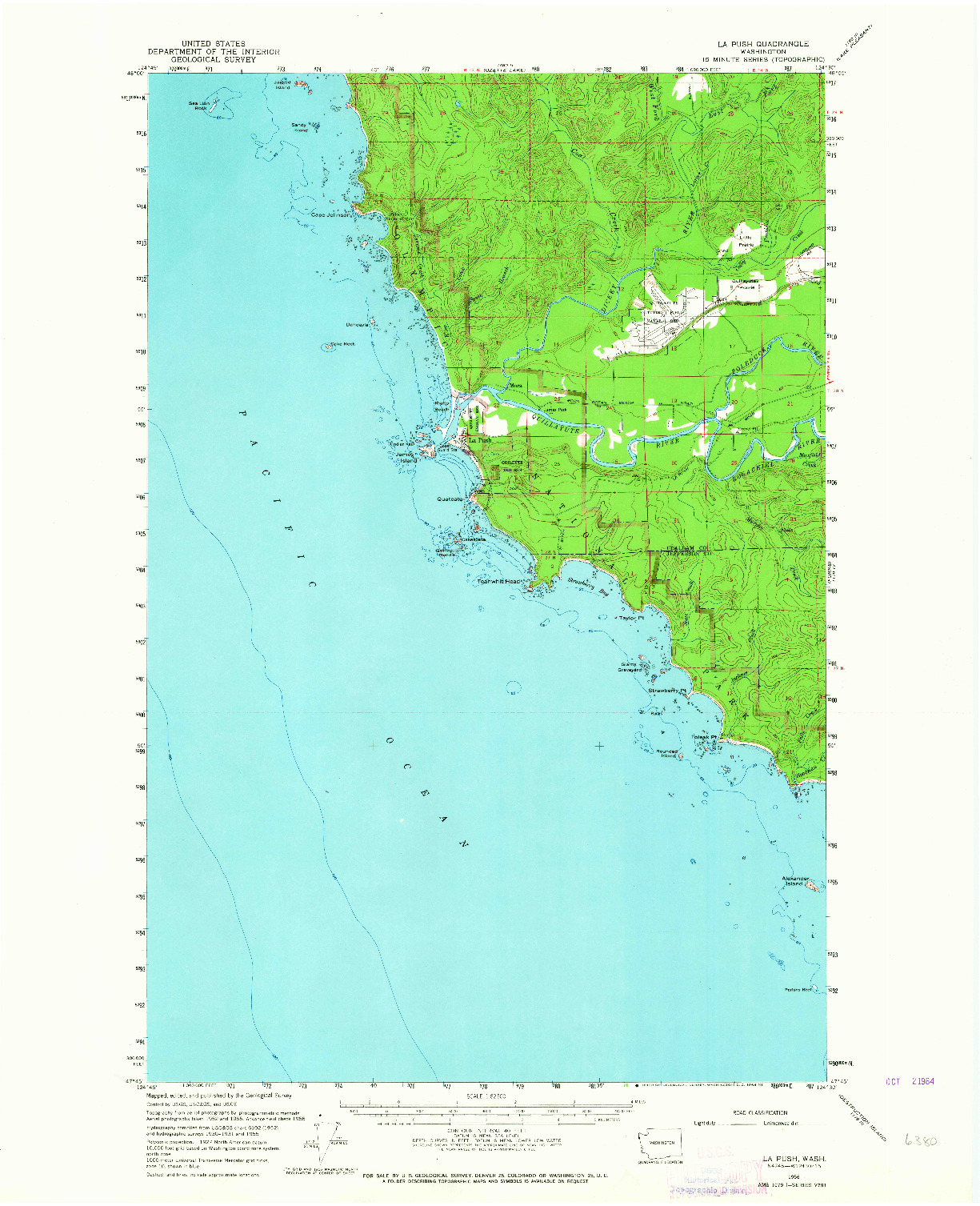 USGS 1:62500-SCALE QUADRANGLE FOR LA PUSH, WA 1956