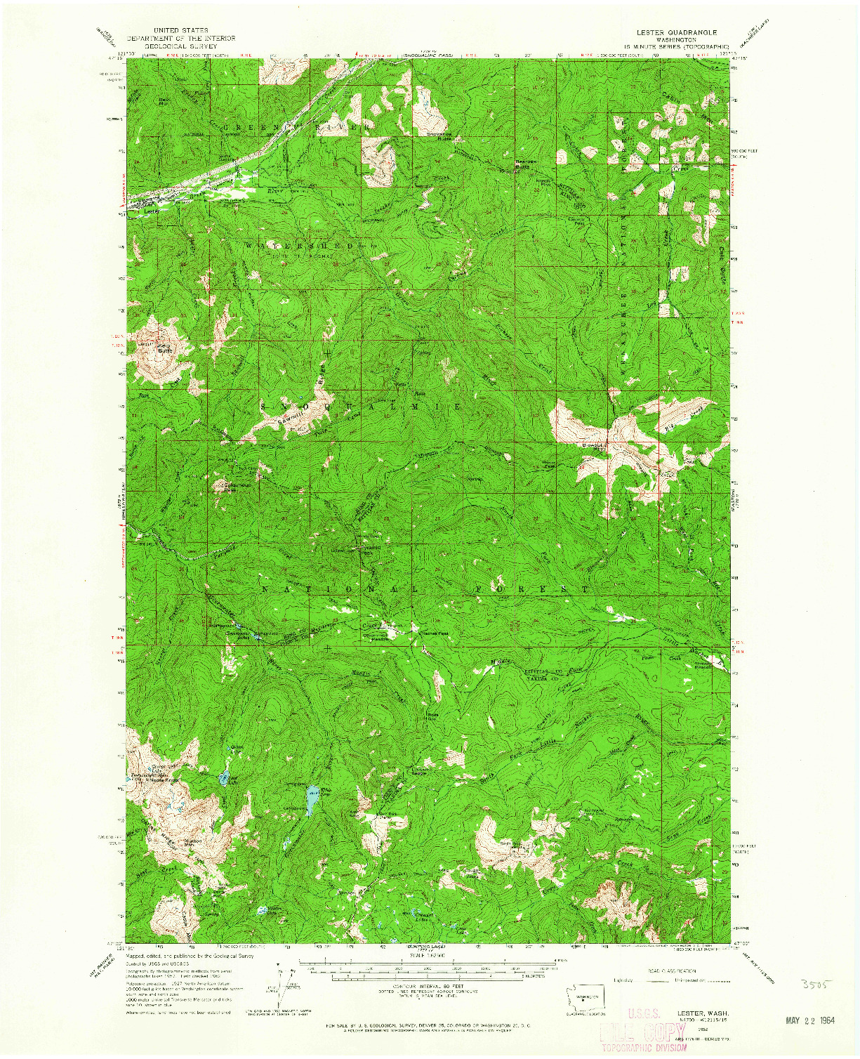 USGS 1:62500-SCALE QUADRANGLE FOR LESTER, WA 1962