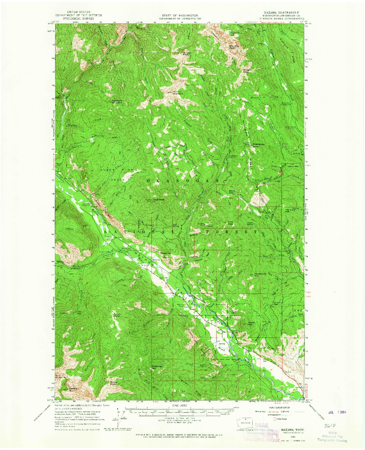 USGS 1:62500-SCALE QUADRANGLE FOR MAZAMA, WA 1962