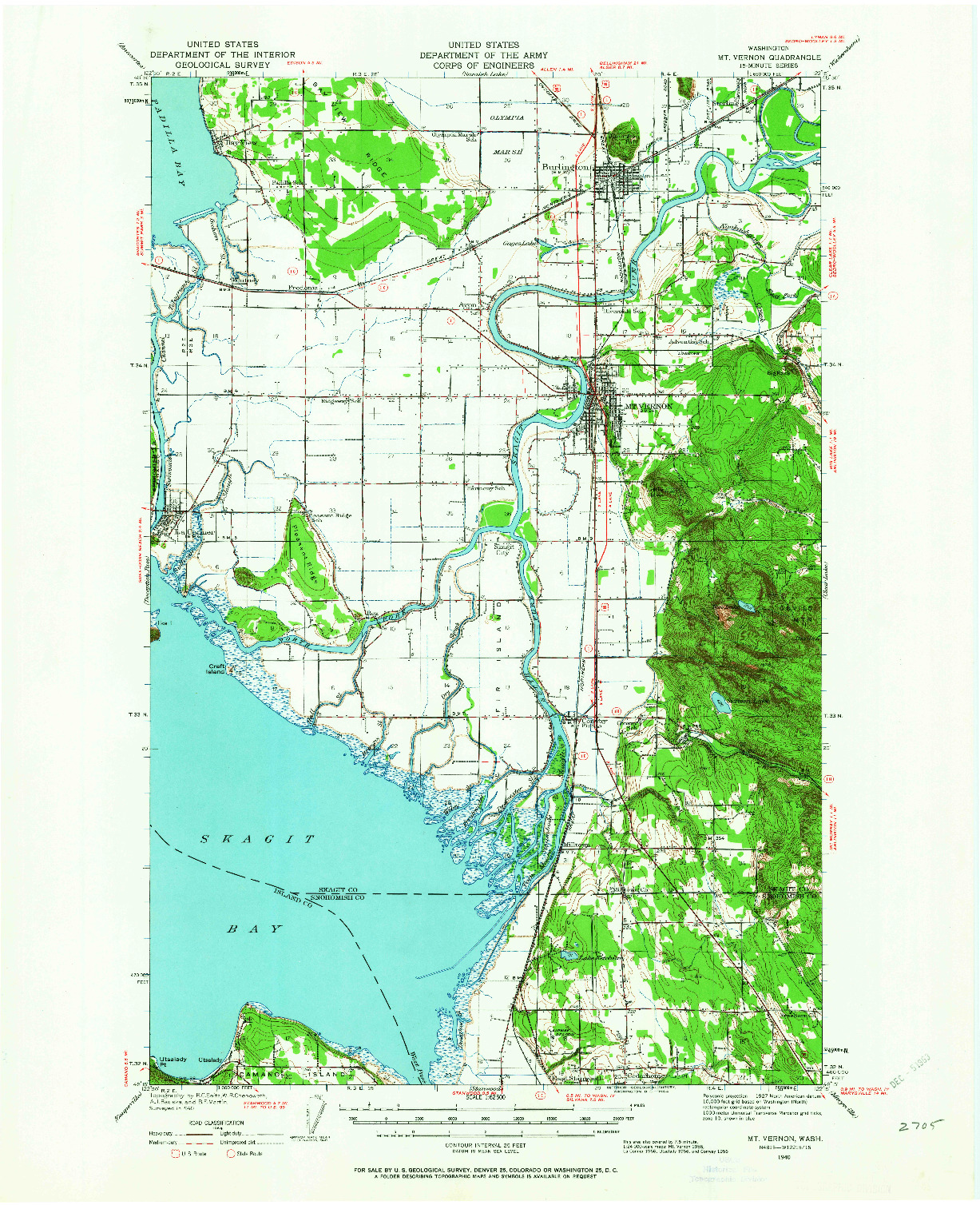 USGS 1:62500-SCALE QUADRANGLE FOR MT VERNON, WA 1940