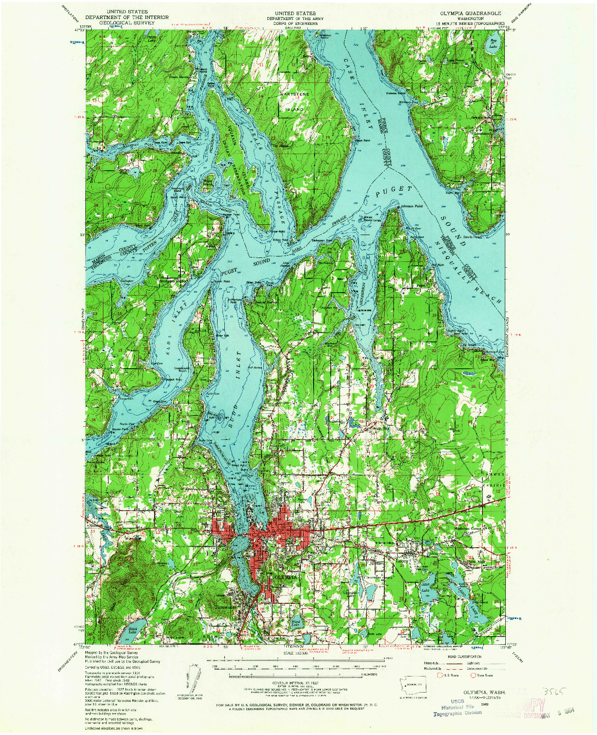 USGS 1:62500-SCALE QUADRANGLE FOR OLYMPIA, WA 1949