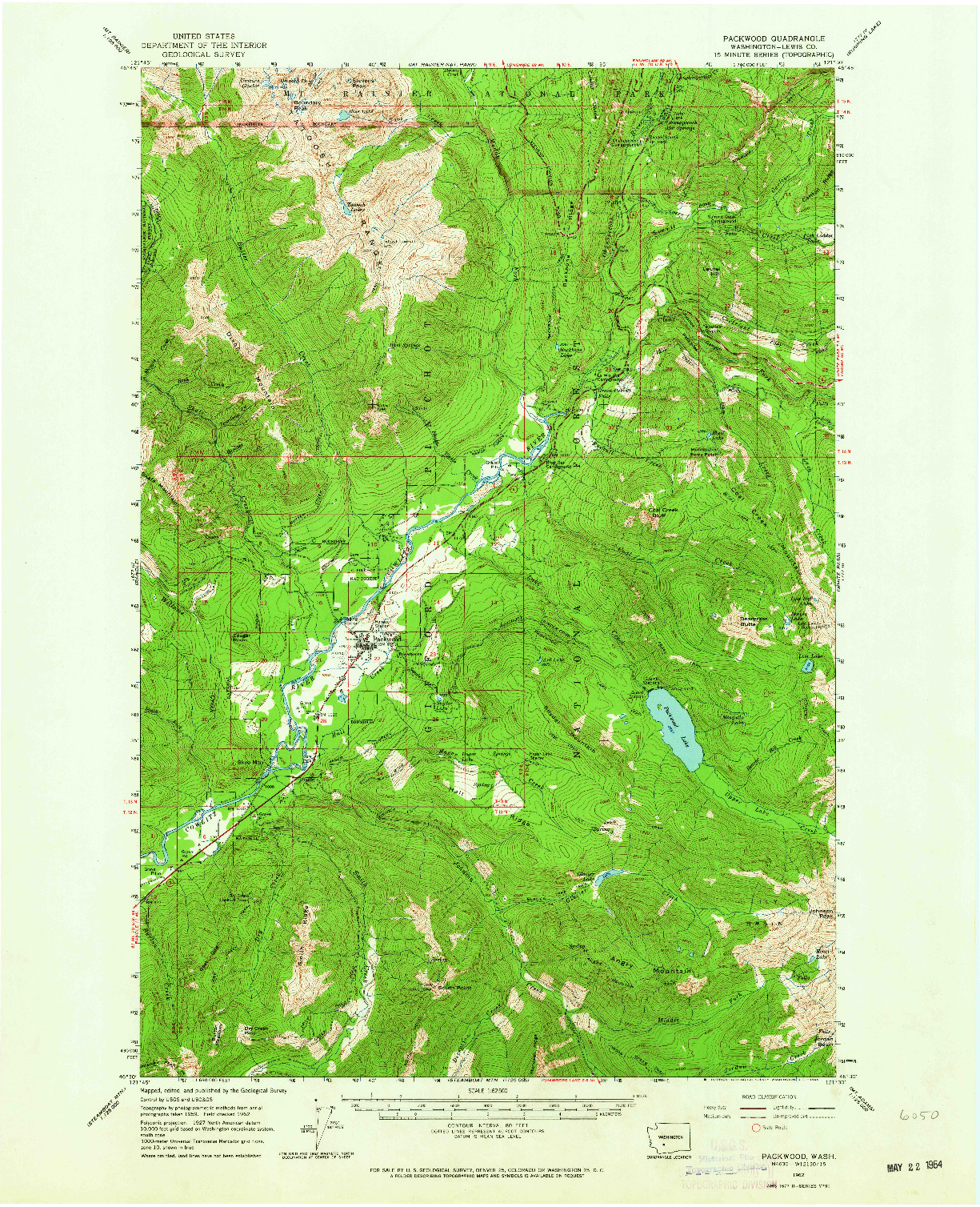 USGS 1:62500-SCALE QUADRANGLE FOR PACKWOOD, WA 1962