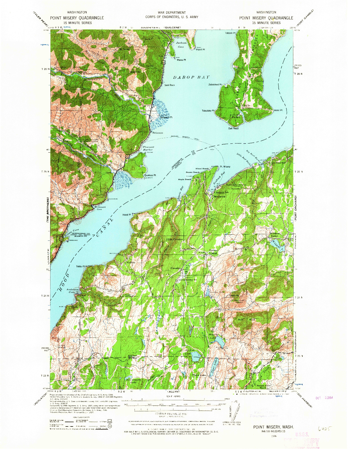 USGS 1:62500-SCALE QUADRANGLE FOR POINT MISERY, WA 1936
