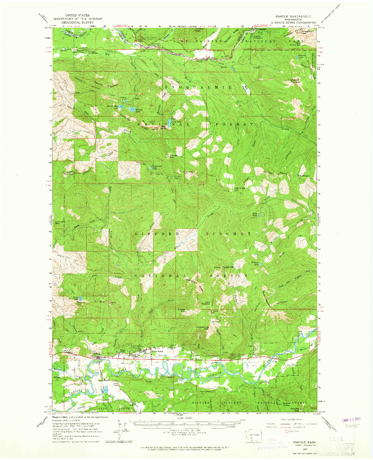 USGS 1:62500-SCALE QUADRANGLE FOR RANDLE, WA 1962