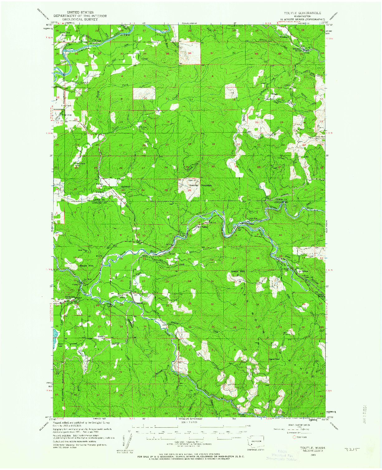 USGS 1:62500-SCALE QUADRANGLE FOR TOUTLE, WA 1953