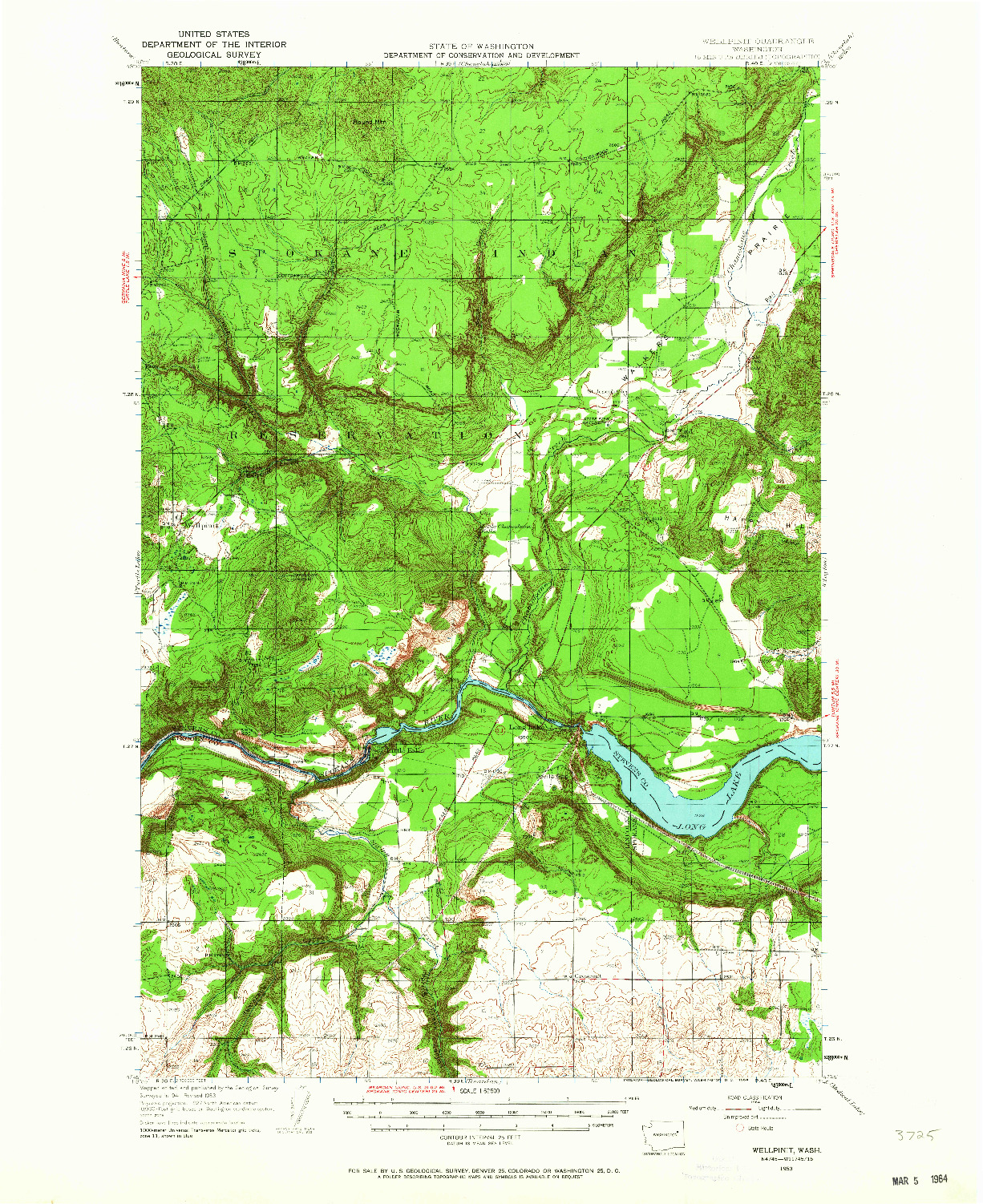 USGS 1:62500-SCALE QUADRANGLE FOR WELLPINIT, WA 1953