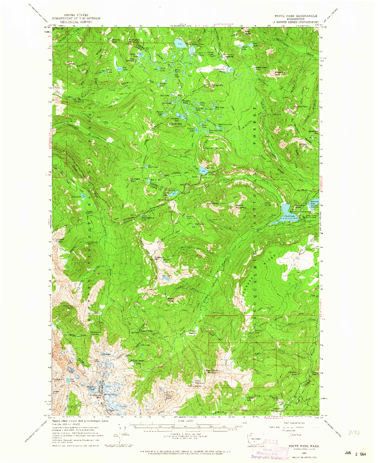 USGS 1:62500-SCALE QUADRANGLE FOR WHITE PASS, WA 1962