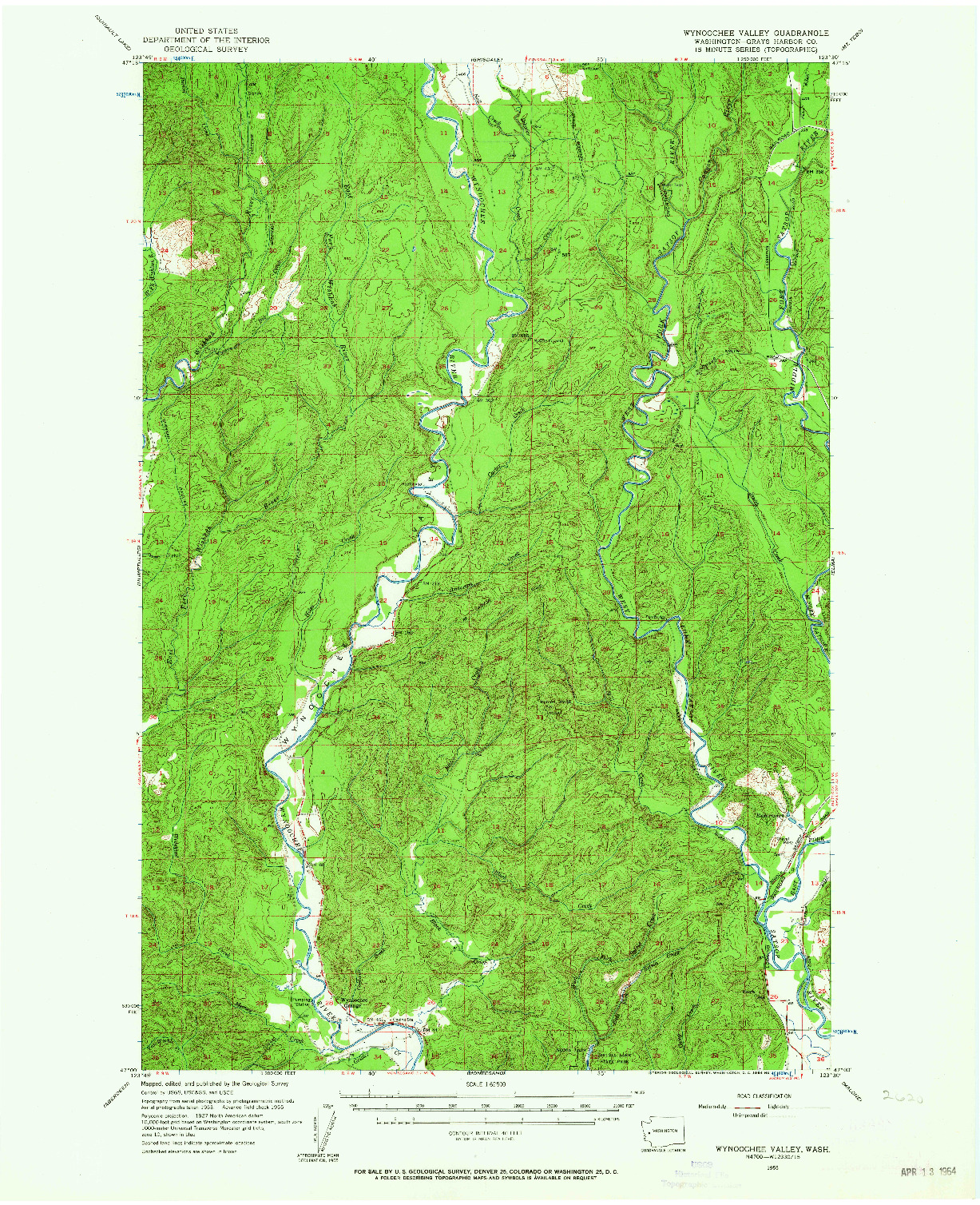 USGS 1:62500-SCALE QUADRANGLE FOR WYNOOCHEE VALLEY, WA 1955