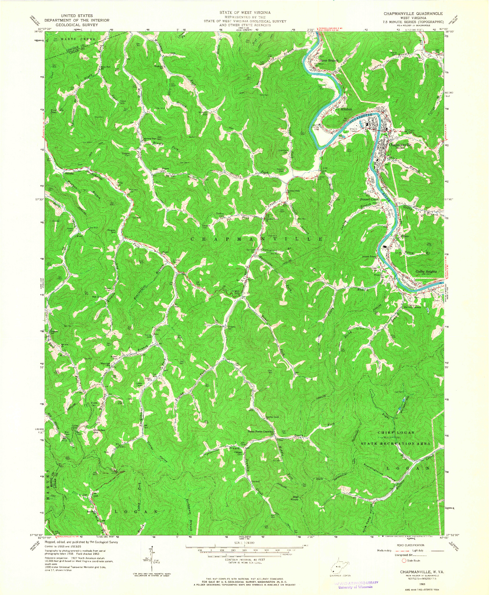 USGS 1:24000-SCALE QUADRANGLE FOR CHAPMANVILLE, WV 1963