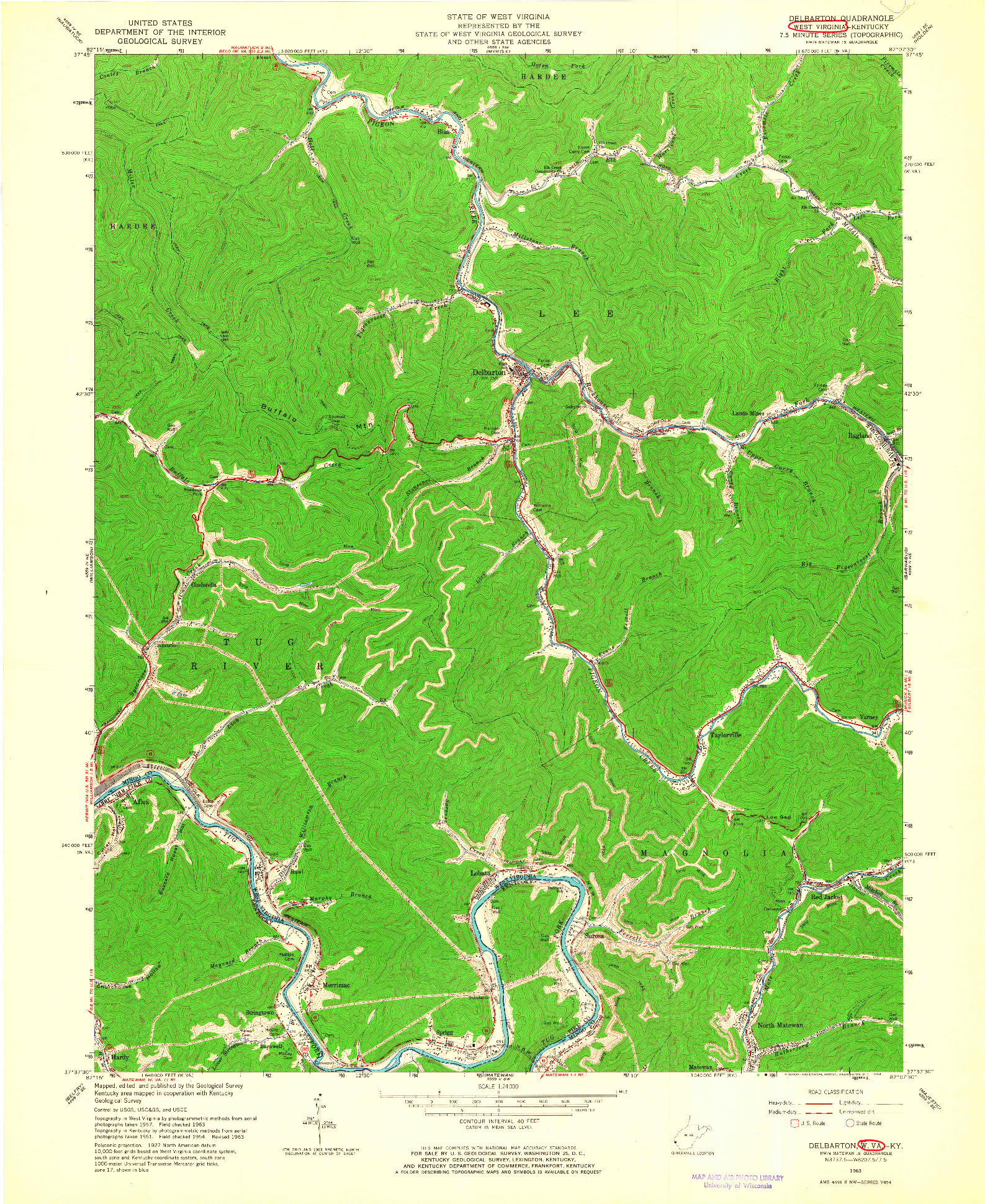USGS 1:24000-SCALE QUADRANGLE FOR DELBARTON, WV 1963