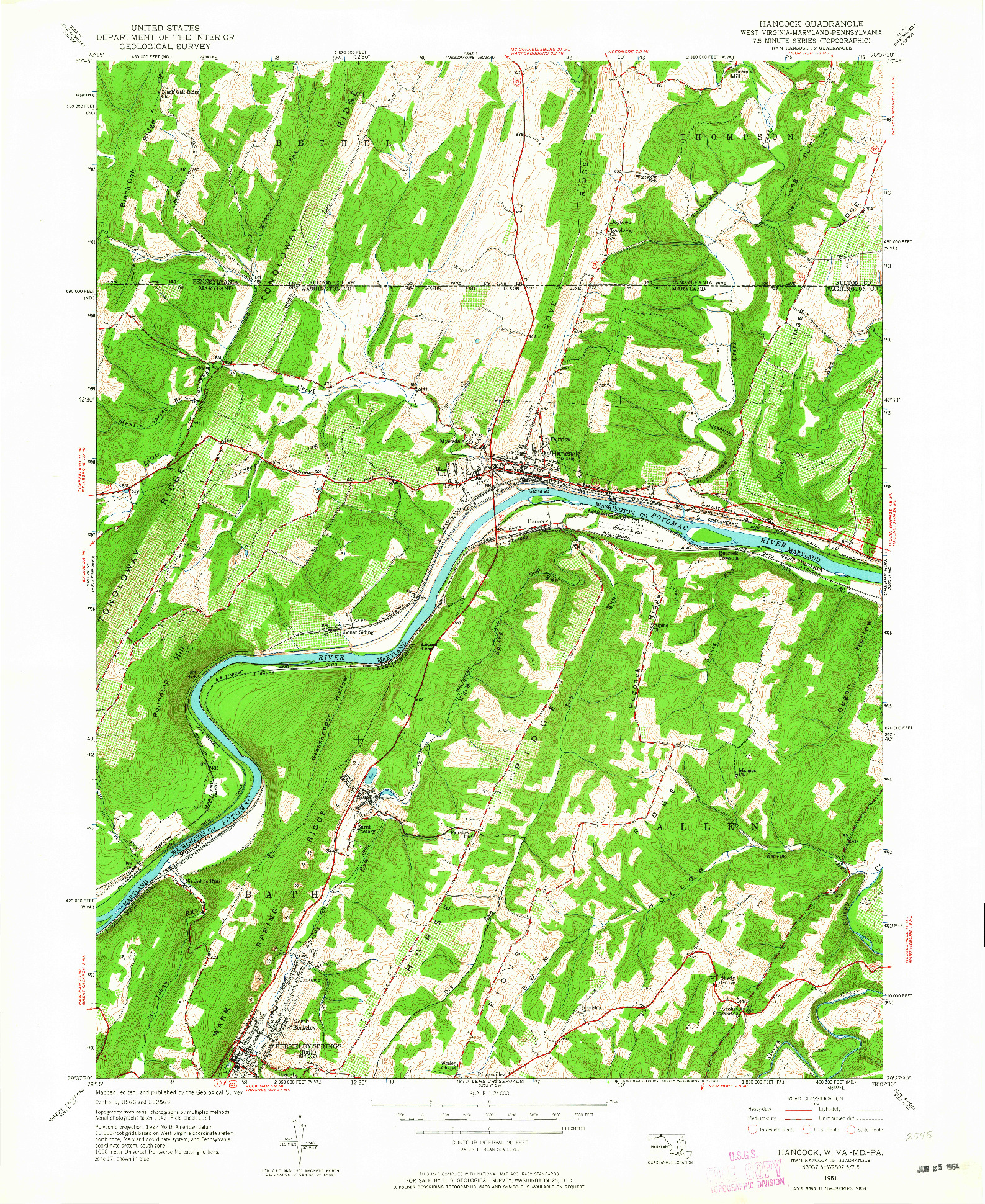 USGS 1:24000-SCALE QUADRANGLE FOR HANCOCK, WV 1951