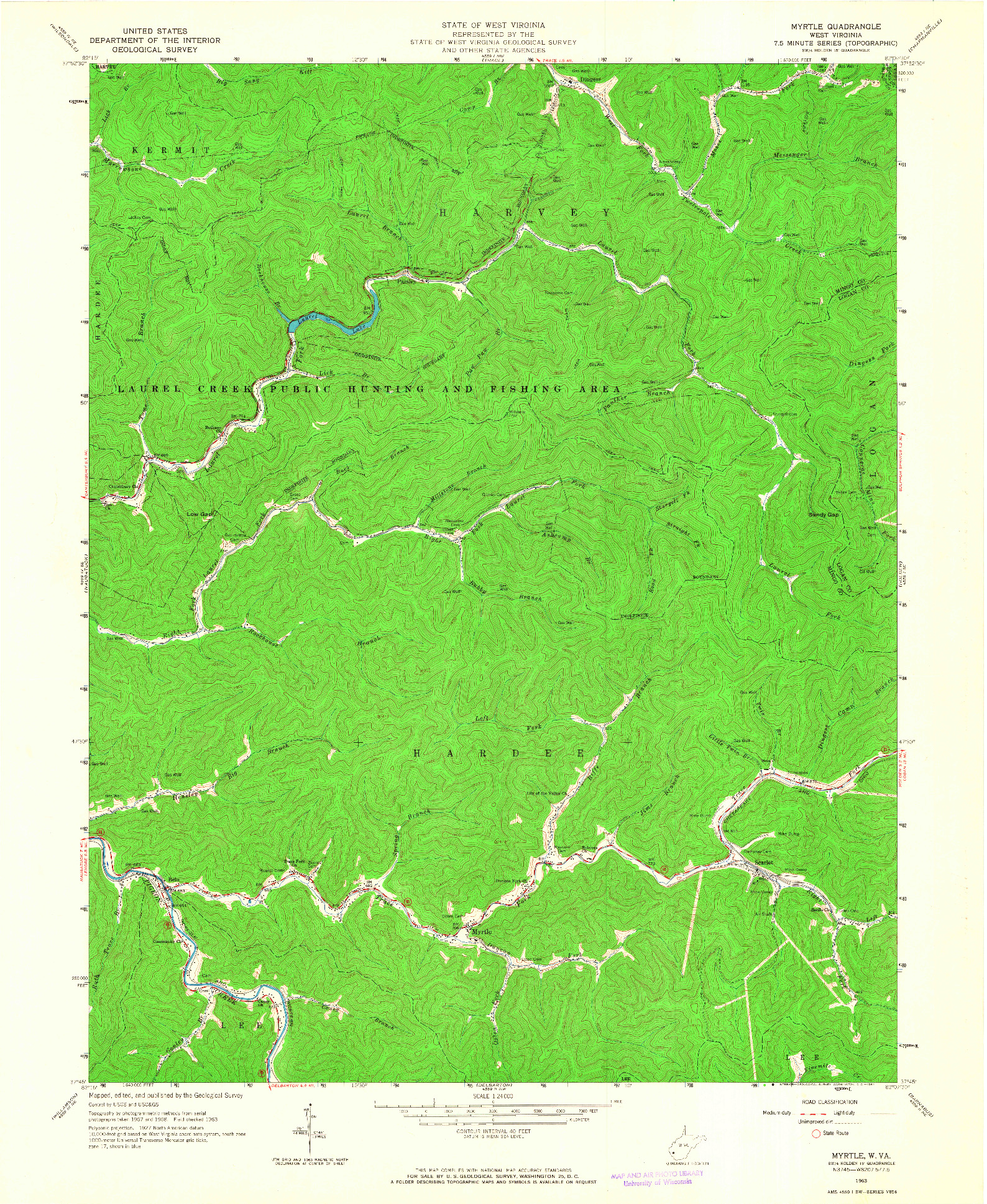 USGS 1:24000-SCALE QUADRANGLE FOR MYRTLE, WV 1963