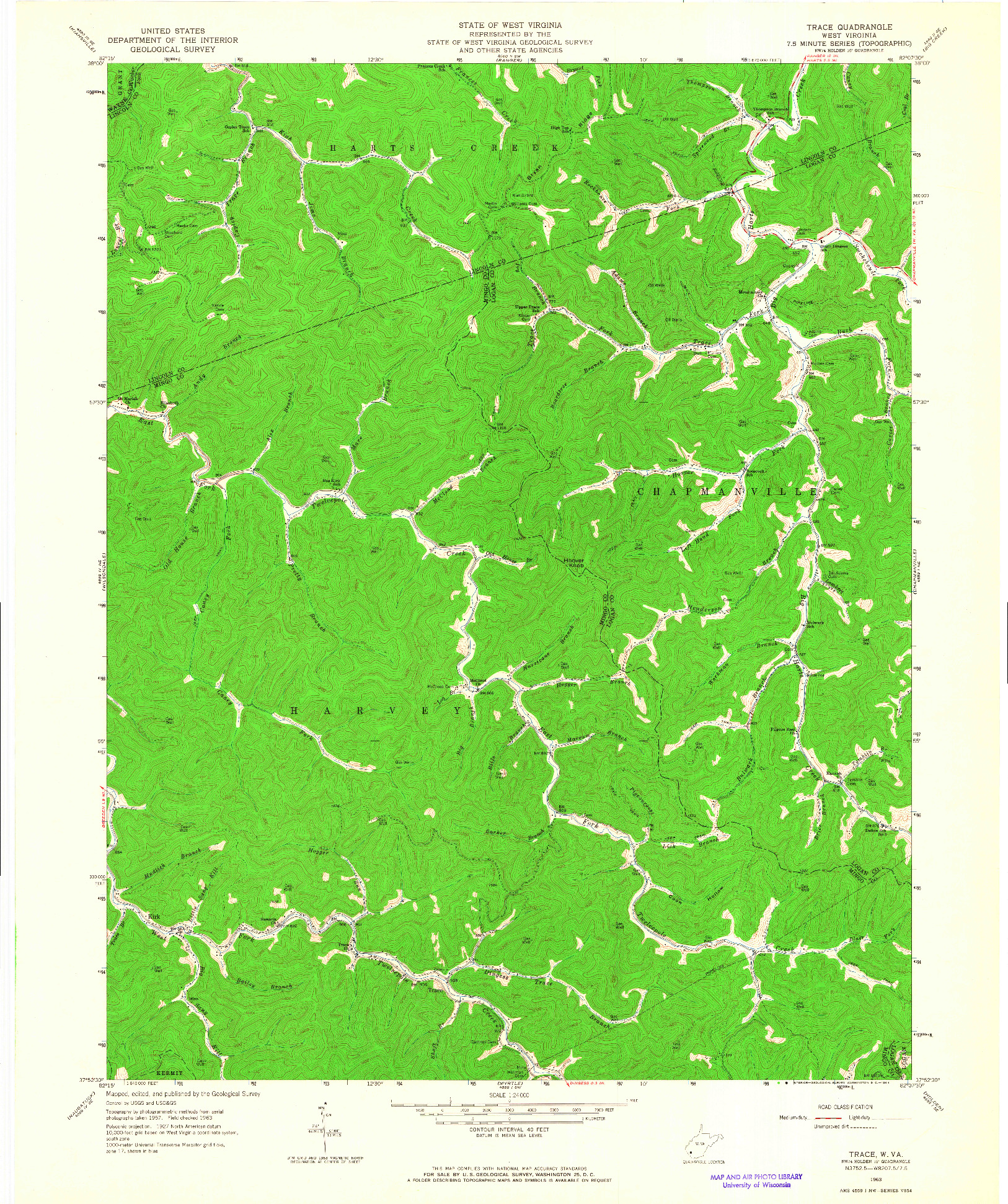 USGS 1:24000-SCALE QUADRANGLE FOR TRACE, WV 1963