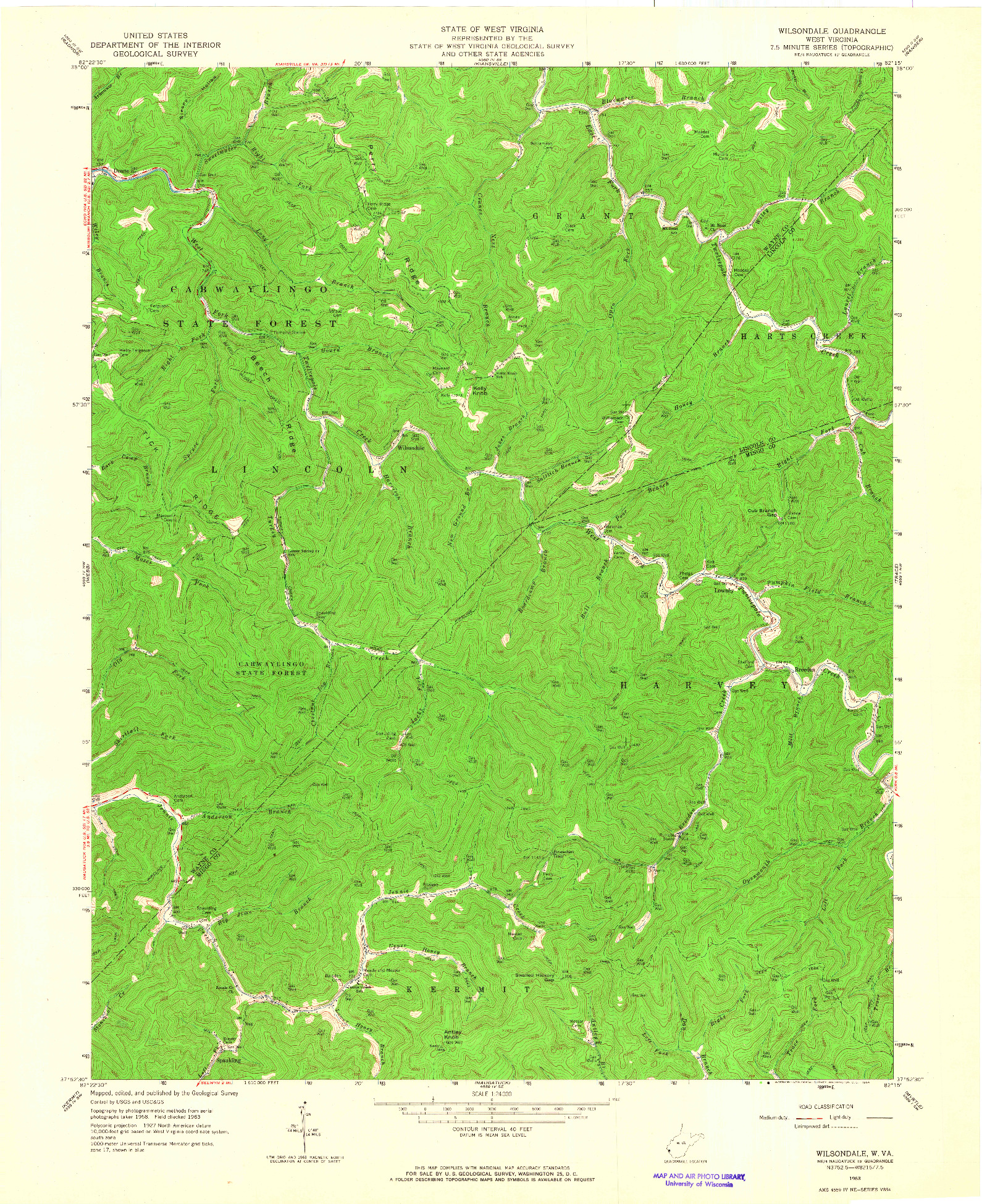 USGS 1:24000-SCALE QUADRANGLE FOR WILSONDALE, WV 1963
