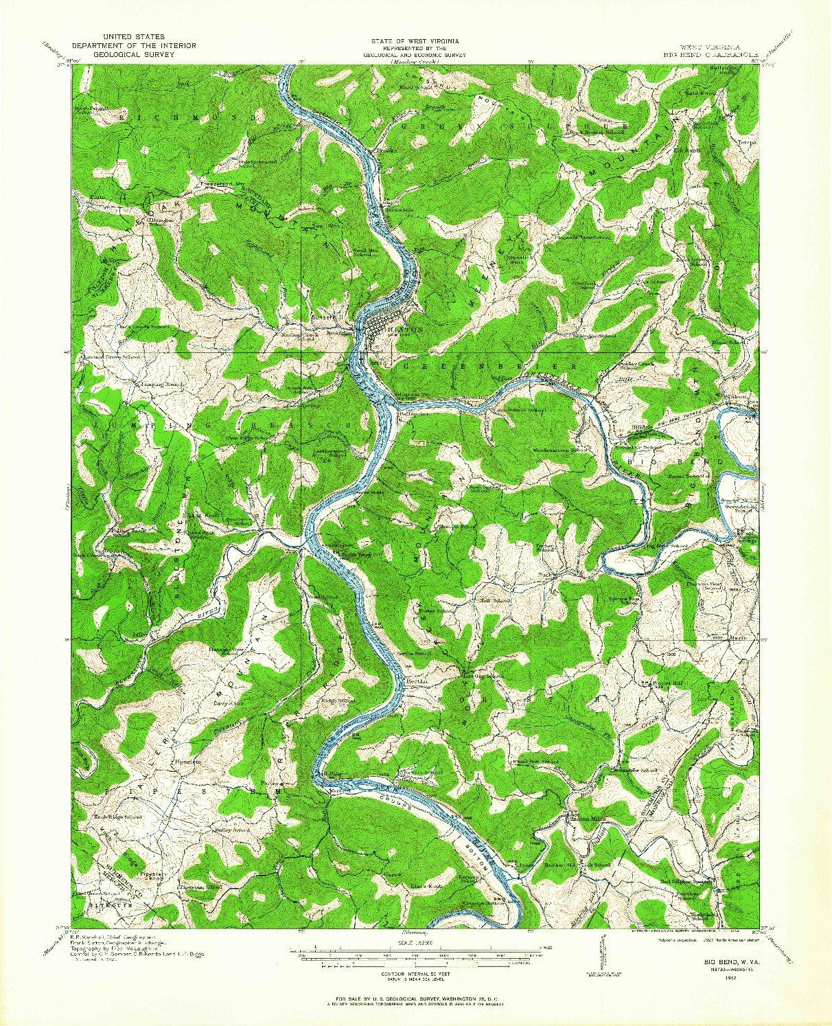 USGS 1:62500-SCALE QUADRANGLE FOR BIG BEND, WV 1912