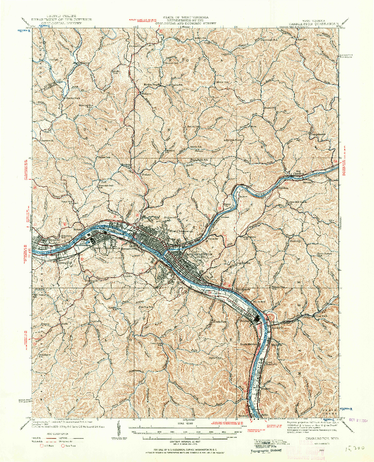USGS 1:62500-SCALE QUADRANGLE FOR CHARLESTON, WV 1931