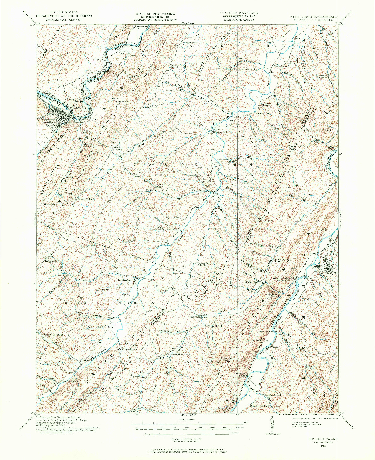 USGS 1:62500-SCALE QUADRANGLE FOR KEYSER, WV 1920