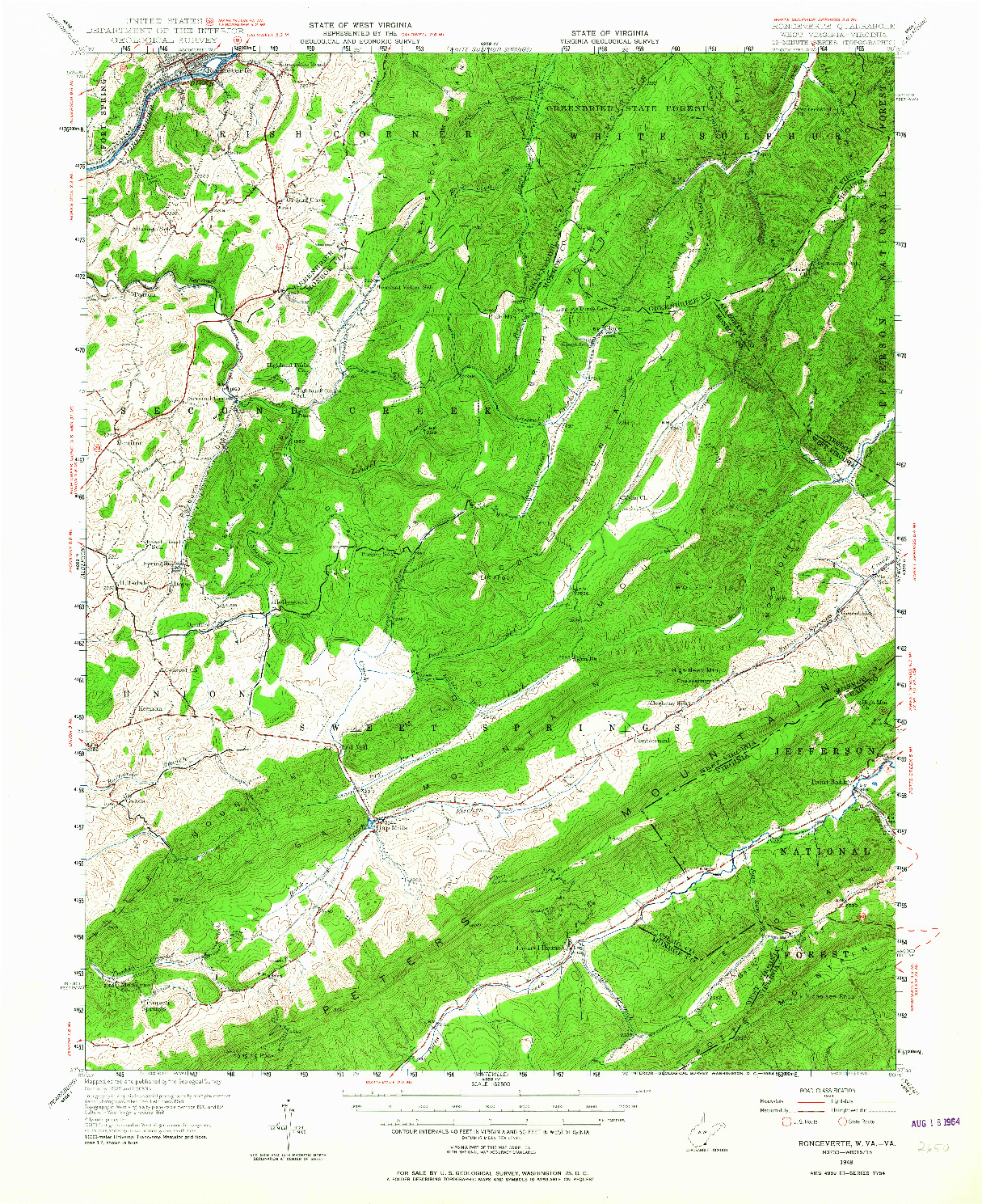 USGS 1:62500-SCALE QUADRANGLE FOR RONCEVERTE, WV 1948