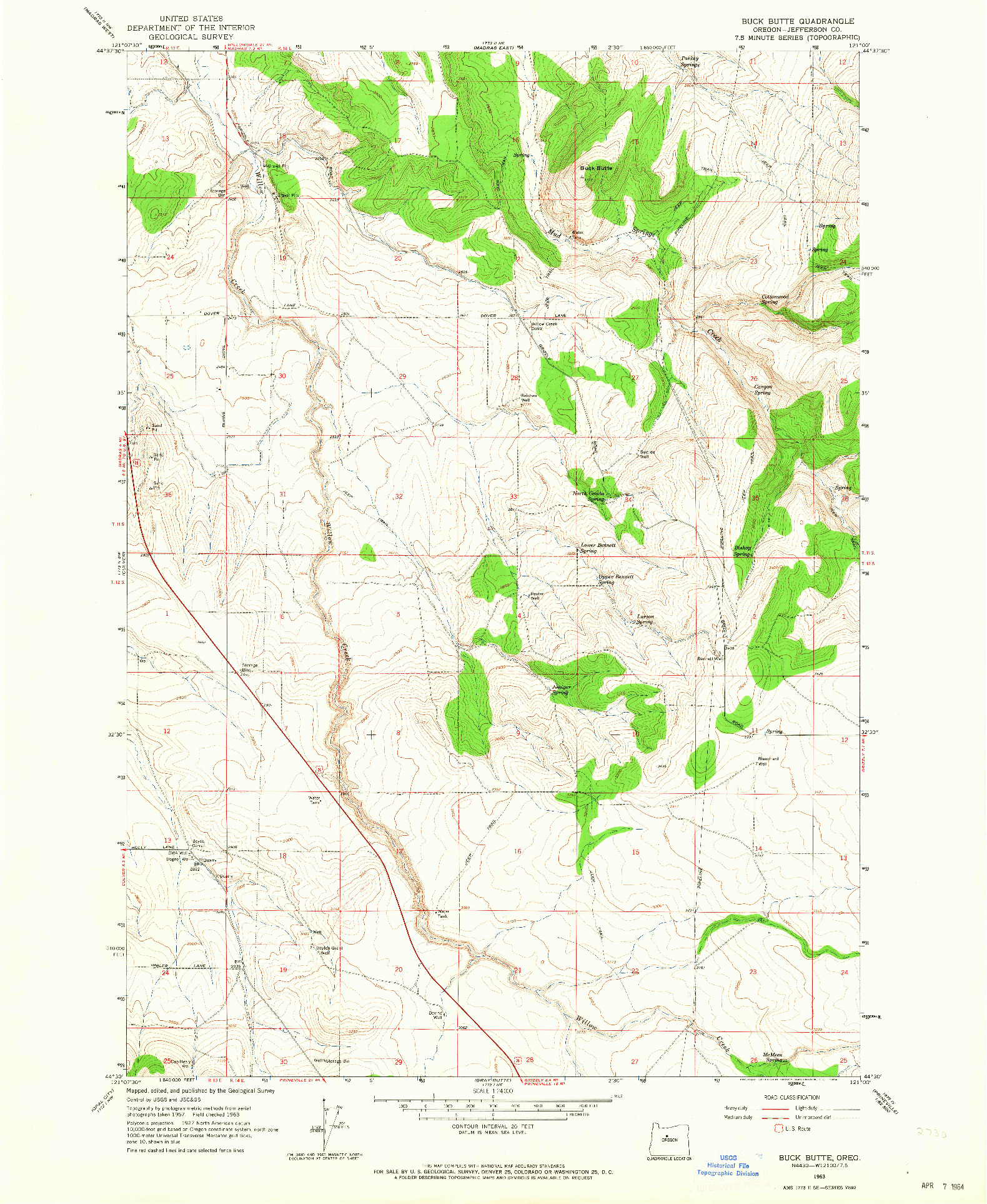 USGS 1:24000-SCALE QUADRANGLE FOR BUCK BUTTE, OR 1963