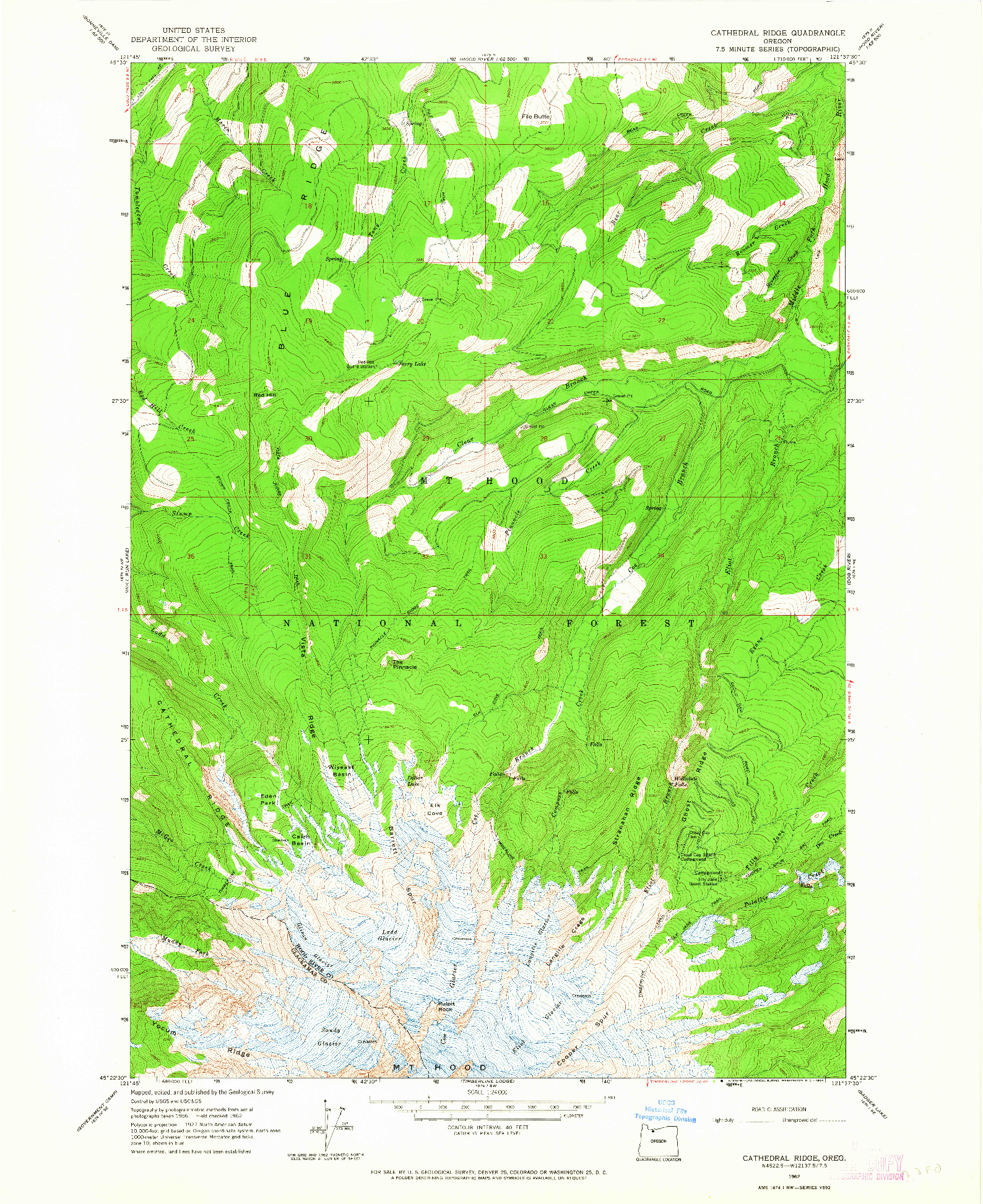 USGS 1:24000-SCALE QUADRANGLE FOR CATHEDRAL RIDGE, OR 1962
