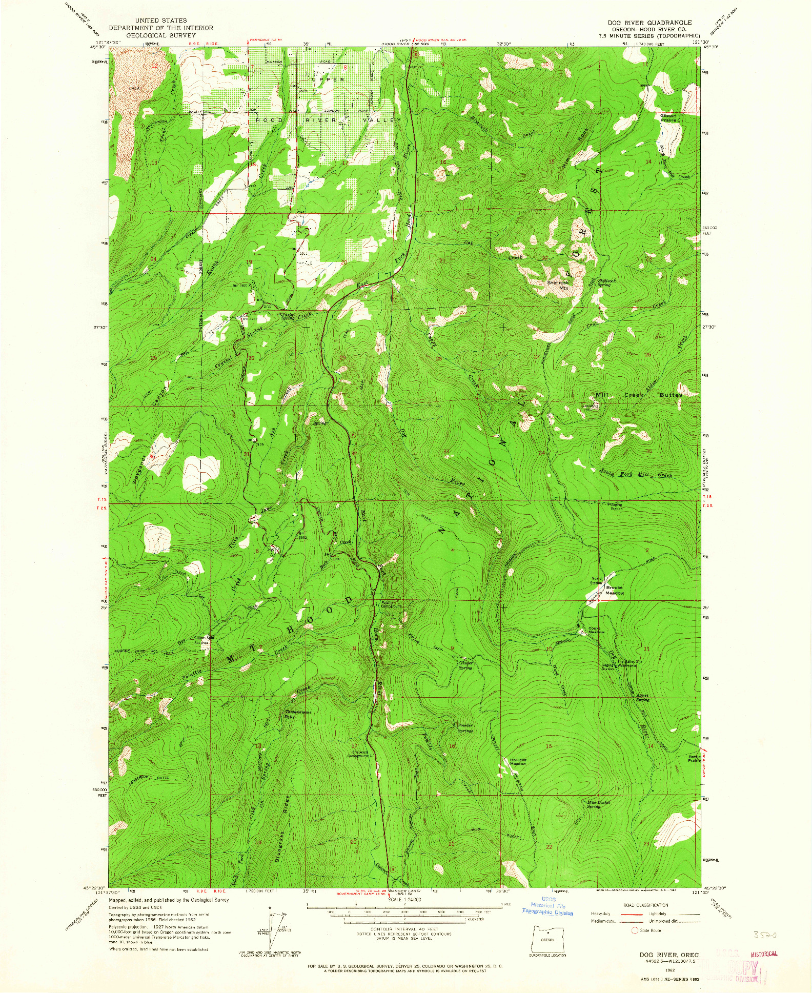 USGS 1:24000-SCALE QUADRANGLE FOR DOG RIVER, OR 1962