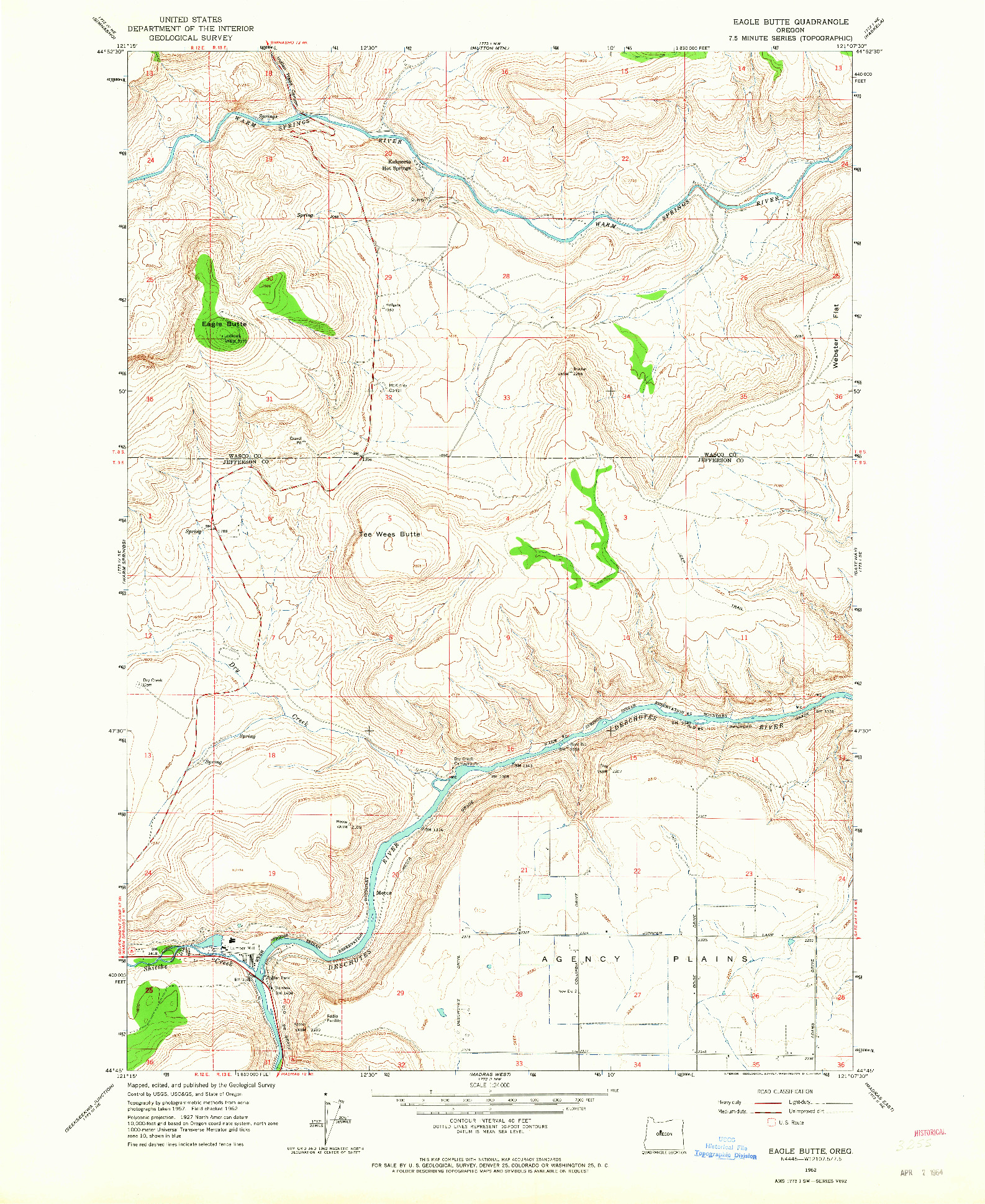 USGS 1:24000-SCALE QUADRANGLE FOR EAGLE BUTTE, OR 1962